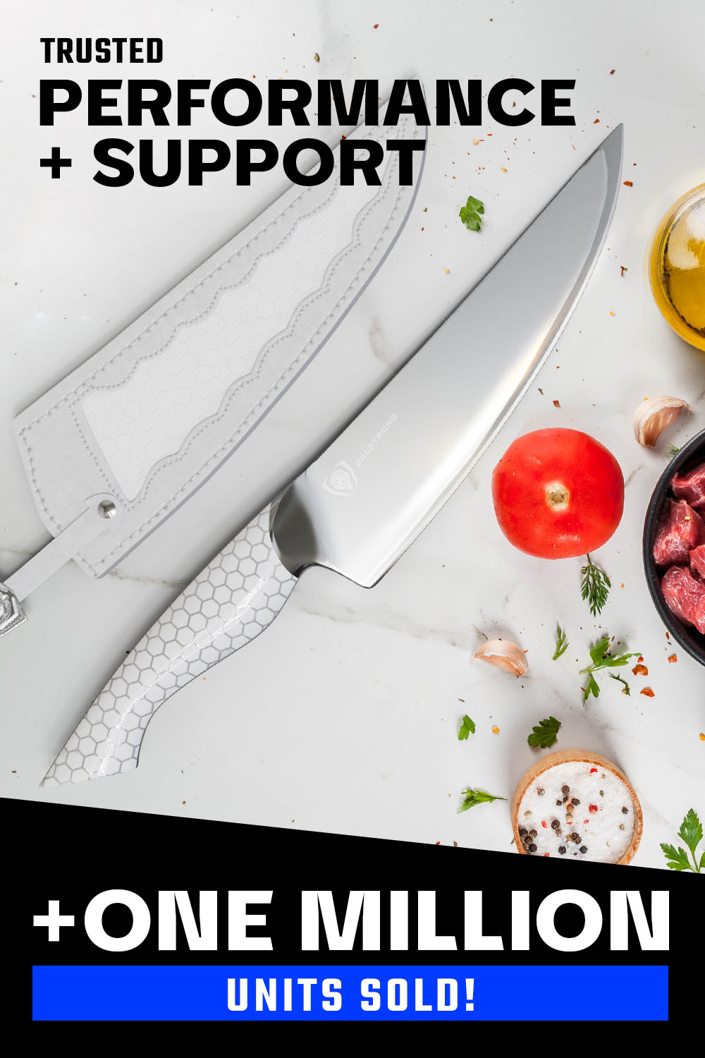 Dalstrong Frost Fire Series 8-Inch Chef's Knife - NSF Certified Professional Kitchen Knife for Precision Cutting, Slicing & Dicing - Perfect for Home Cooks & Professional Chefs