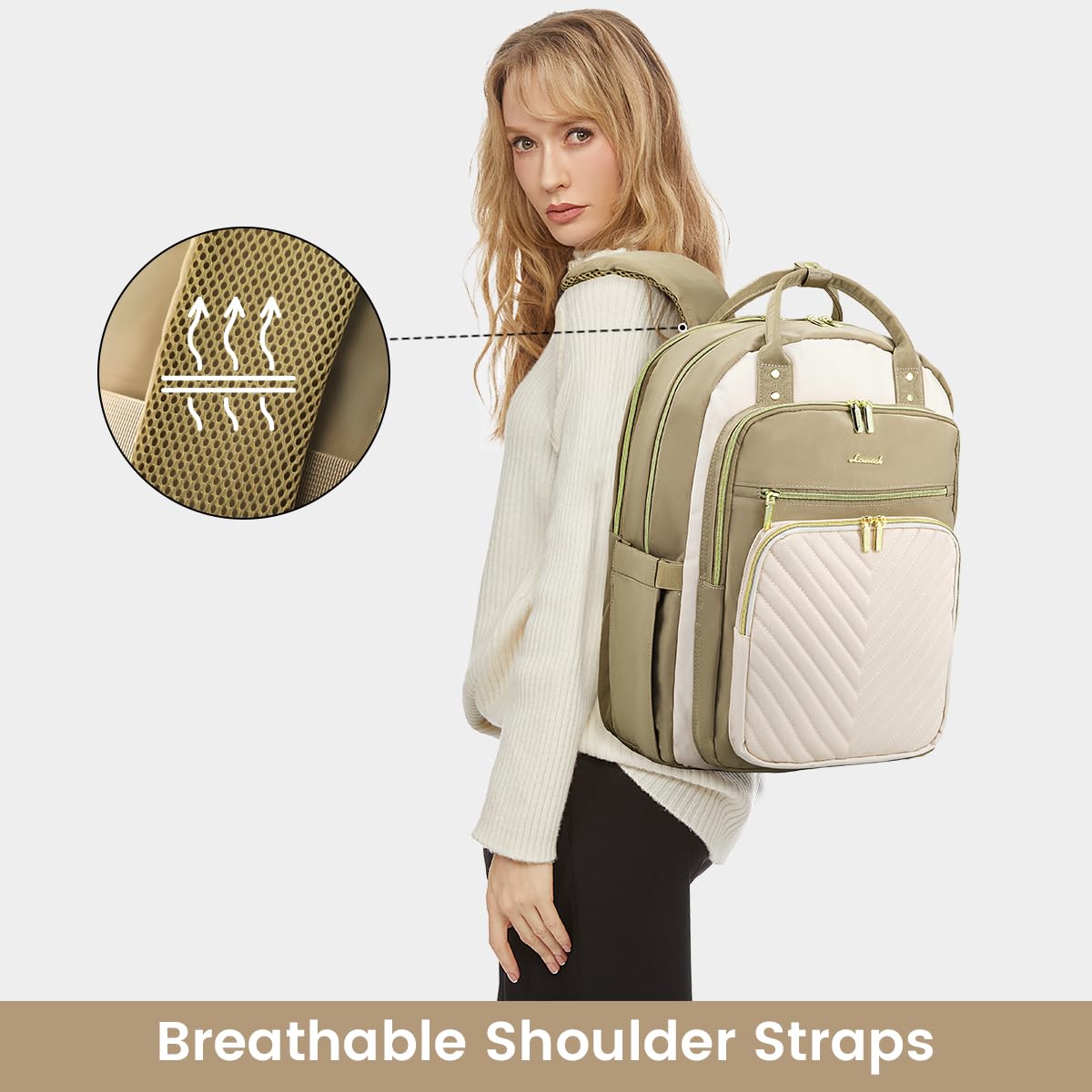 LOVEVOOK Waterproof Laptop Backpack for Women - Stylish USB Charging Work Bag for Business, Travel, School - Perfect for Teachers, Nurses & Professionals (Fits 15.6
