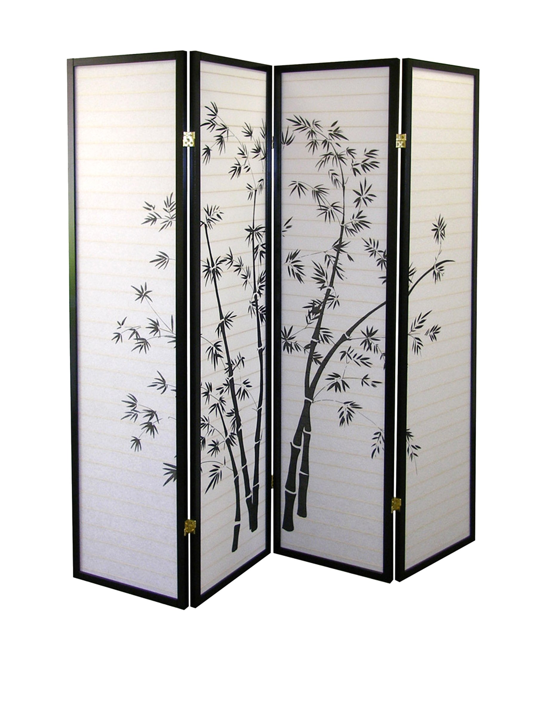 ORE Furniture International 4-Panel Bamboo Room Divider Screen - Natural Privacy Partition for Home, Office & Studio Decor