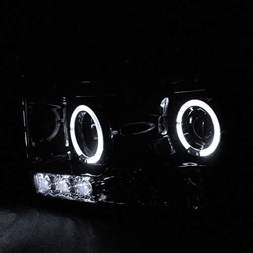 Spec-D Tuning 2LHP-RAM06G-TM Smoked Lens Glossy Black Halo Projector Headlights for Dodge Ram 1500 2500 - Upgrade Your Truck's Style & Night Visibility (Perfect for Off-Roading & Night Driving)