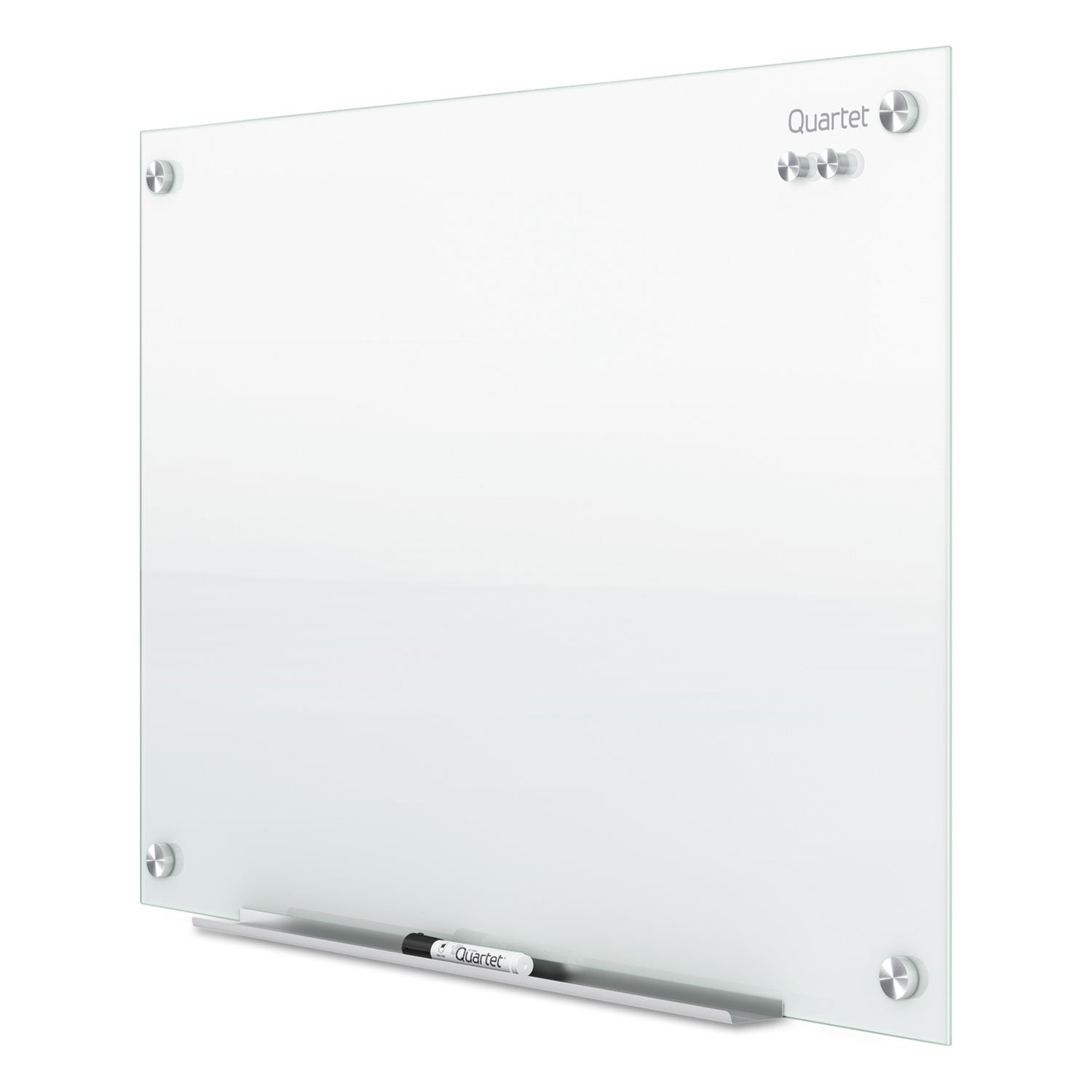 Quartet G2418W 24x18 Inch Frameless Glass Whiteboard - Dry Erase Marker Board for Office, Classroom & Home Use - Infinity Series Glass Marker Board