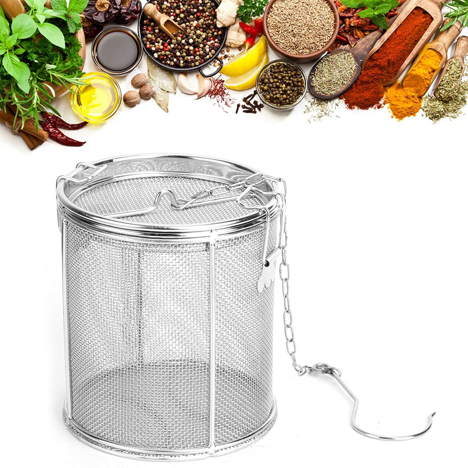Premium Stainless Steel Large Capacity Seasoning Strainer - Tea, Soup & Spice Filter Basket with Fine Mesh (3#) - Perfect for Cooking, Brewing & Baking