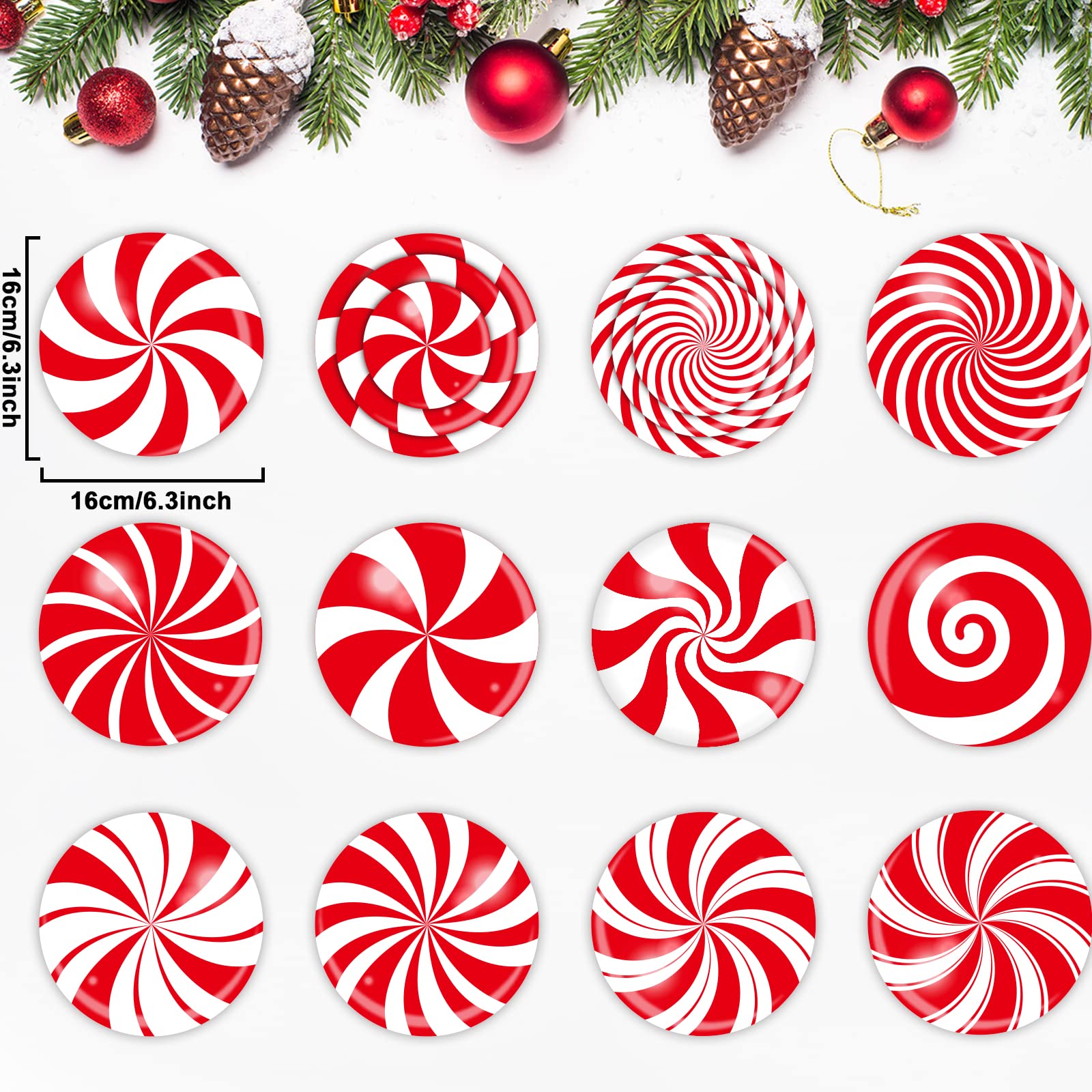 72 PCS Christmas Hanging Swirls Candy Garland Decorations - Red Holiday Candy Cutouts for Xmas Tree, Party, School, Home Decor (Perfect for Christmas Parties, Classroom Activities & Festive Home Decor)
