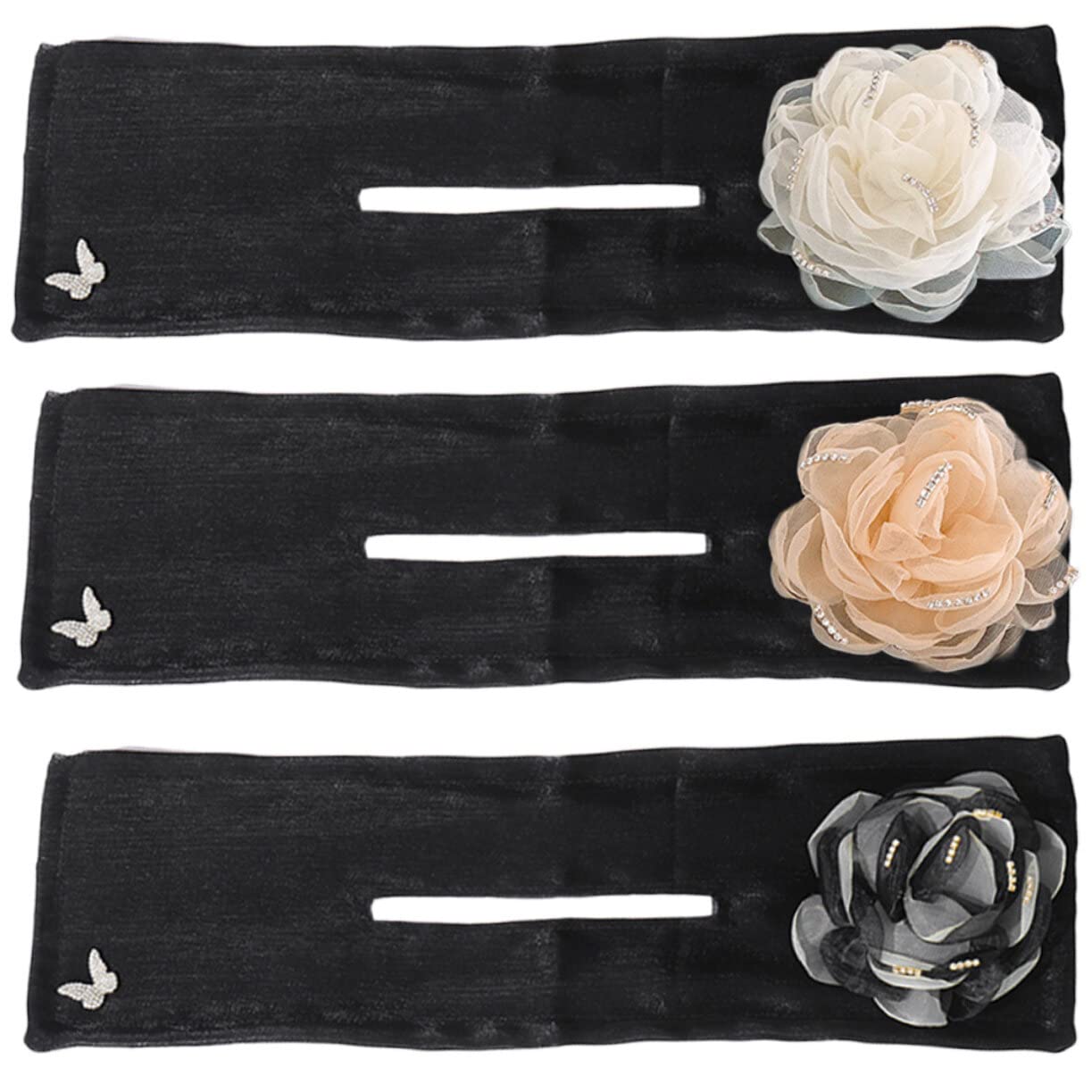FRCOLOR 3-Piece Camellia Hair Clip Set - Floral Hair Bun Maker for Women & Girls - Perfect for Weddings, Parties, and Special Occasions