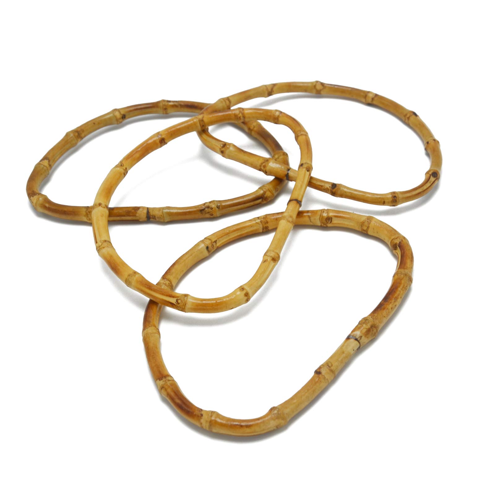 4 PCS D-Shaped Bamboo Handbag Handles - Replacement DIY Bag Purse Handles for Handmade Craft Bags Accessories (5.91 Inch) - Perfect for DIY Tote Bags, Clutches & Upcycling Projects
