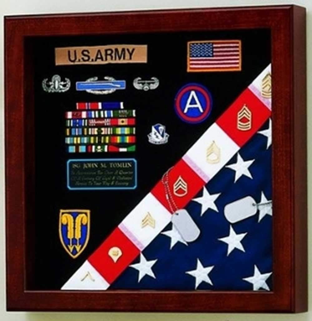 American Made Burial Flag Medals Display Case - Premium Quality for Military Honors & Memorial Displays