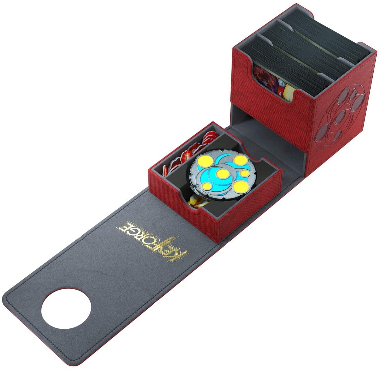 KeyForge Vault Deck Box - Premium Red Card Storage Case for Trading Card Games | Perfect for MTG, Yu-Gi-Oh!, and Pokemon TCG Collectors | Durable & Stylish Card Holder for Game Nights & Tournaments