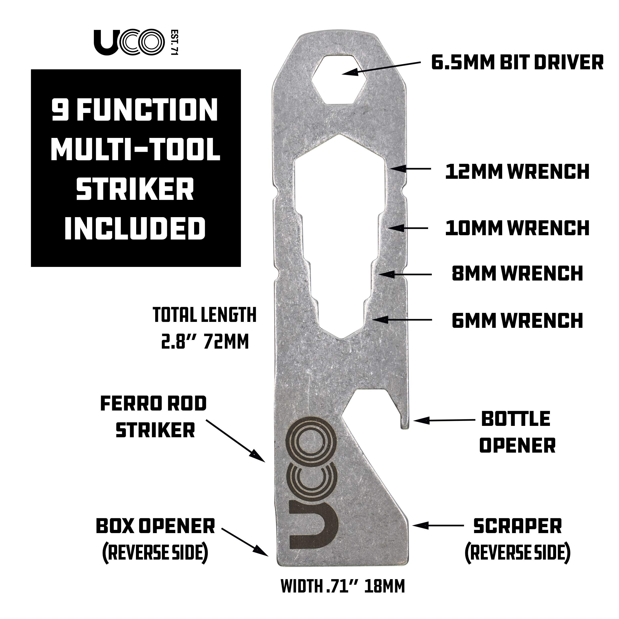 UCO Survival Fire Starter with Tinder and Multi-Tool - Emergency Fire Starter Kit for Camping, Hiking & Outdoor Adventures