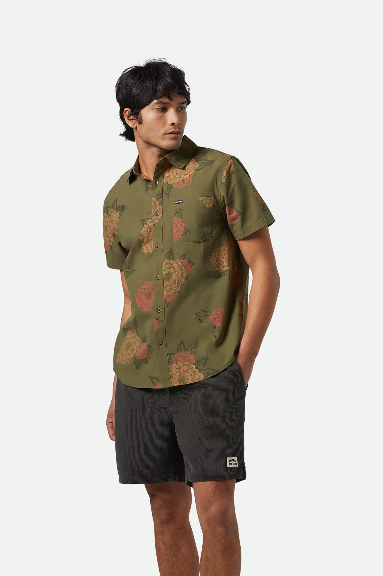 Charter Print Short Sleeve Shirt - Ivy Green Painterly Floral Design | Casual Summer Wear for Men & Women