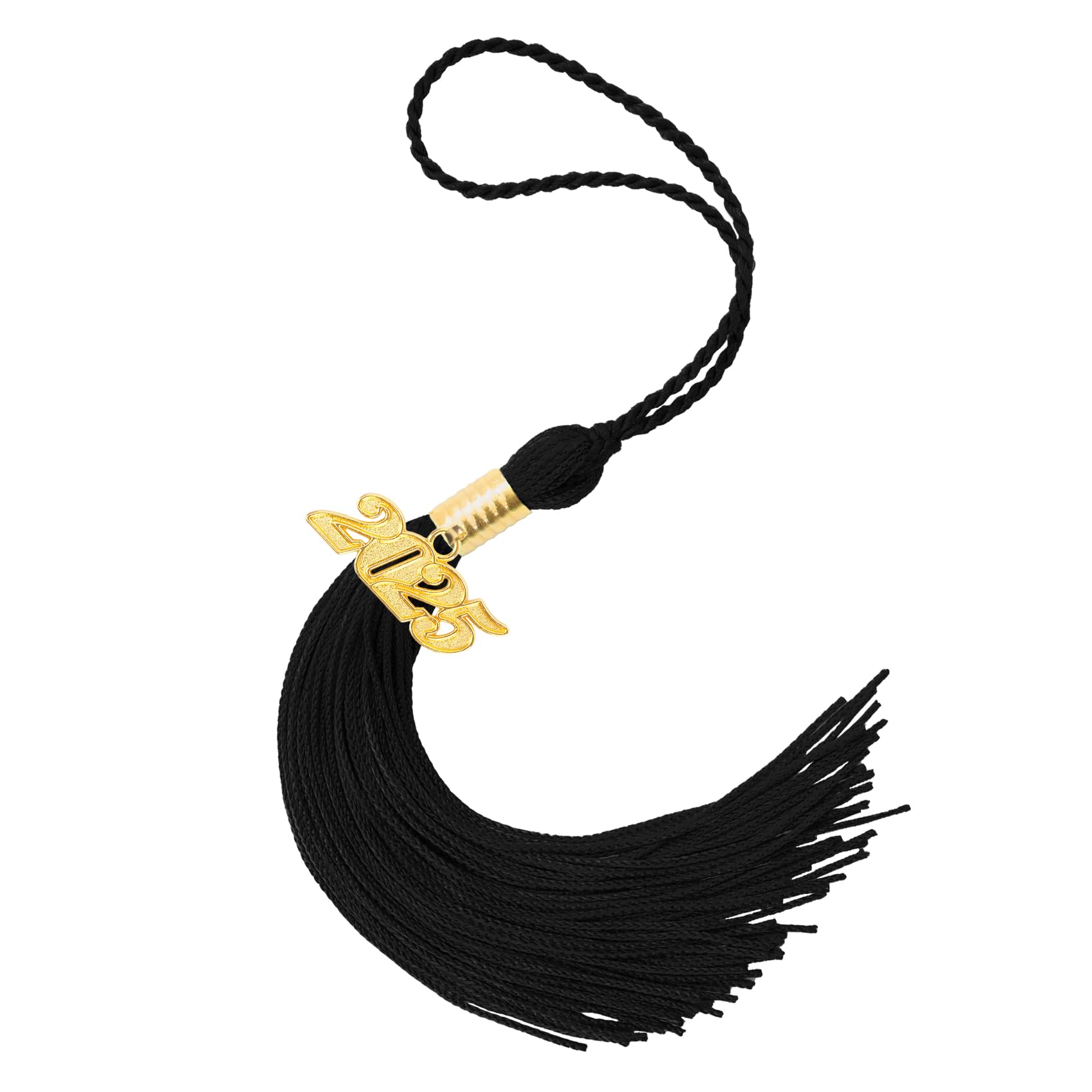 2025 Graduation Tassel with Gold Charms - Class of 2025 Cap Tassel for Graduation Ceremony (Black) | Perfect for High School & College Commencement, Graduation Photos & Keepsakes