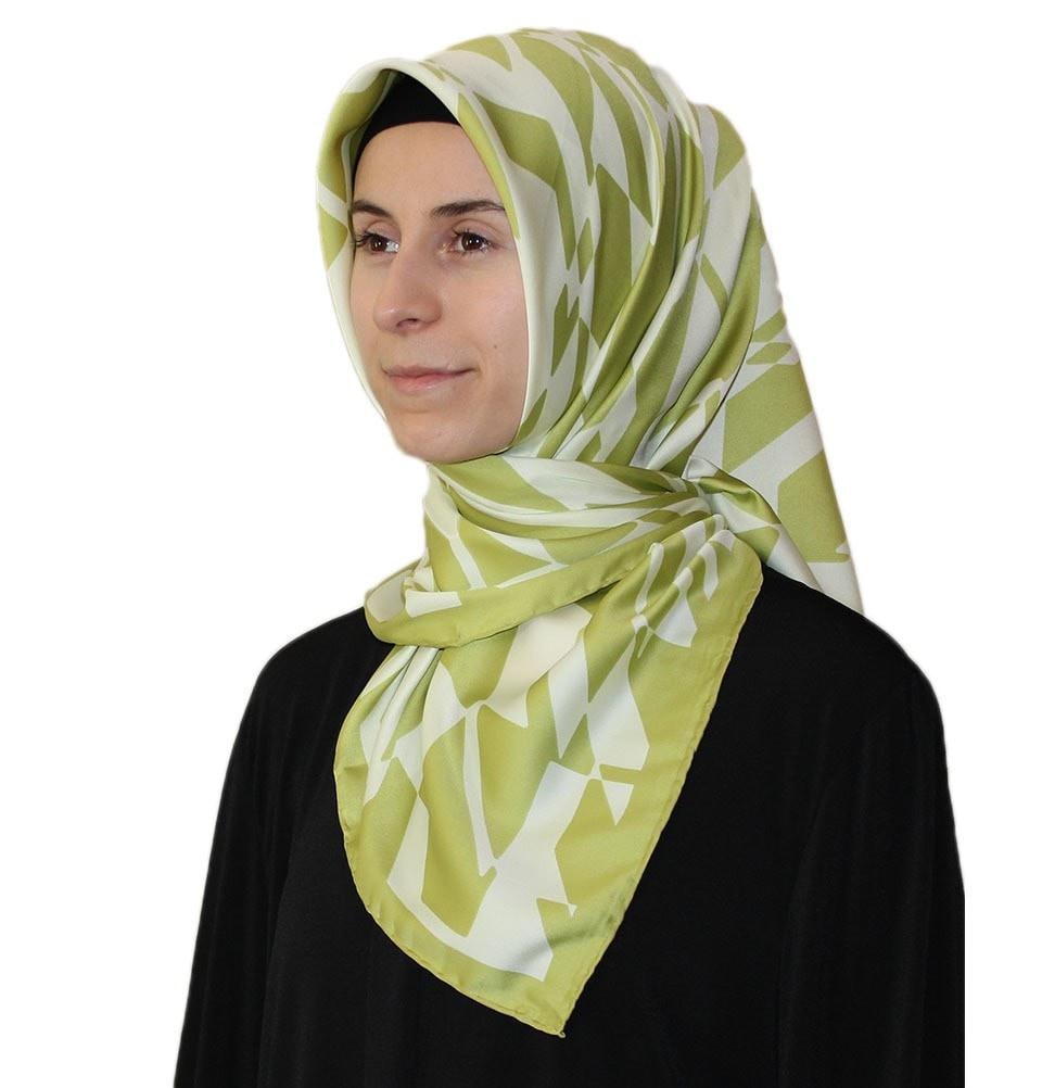 Aker Satin Square Hijab Scarf 6749 951 Bright Green - Soft Muslim Headscarf for Women, Breathable Fashion Accessory - Perfect for Daily Wear, Prayer, and Special Occasions