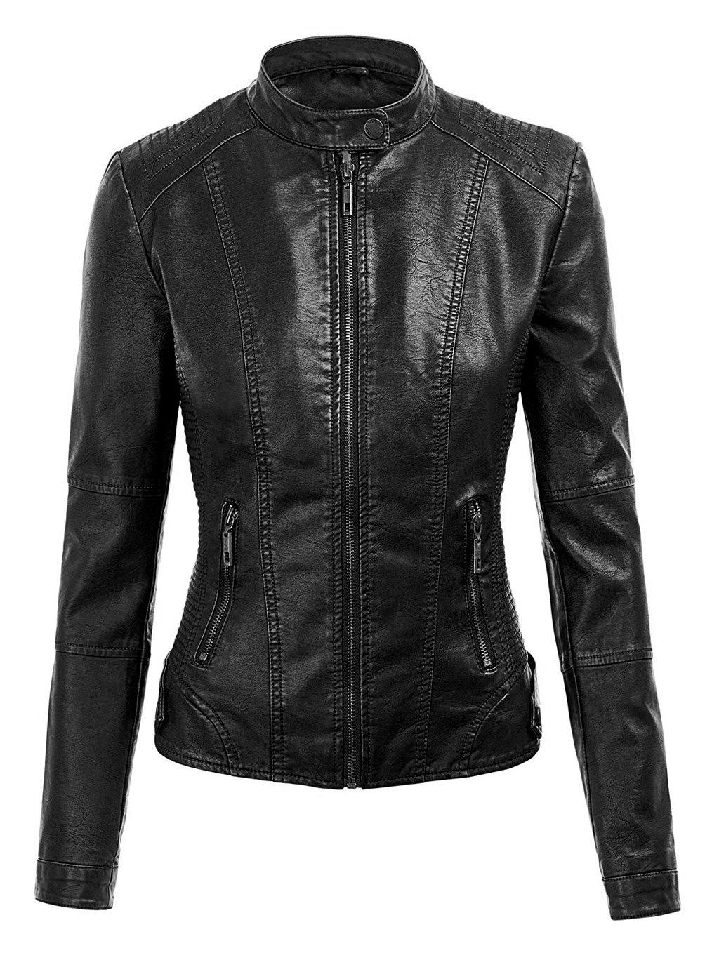 VearFit Flintoni Detachable Hood Real Lambskin Leather Jacket for Women - Stylish Winter Coat for Outdoor Activities & Casual Wear