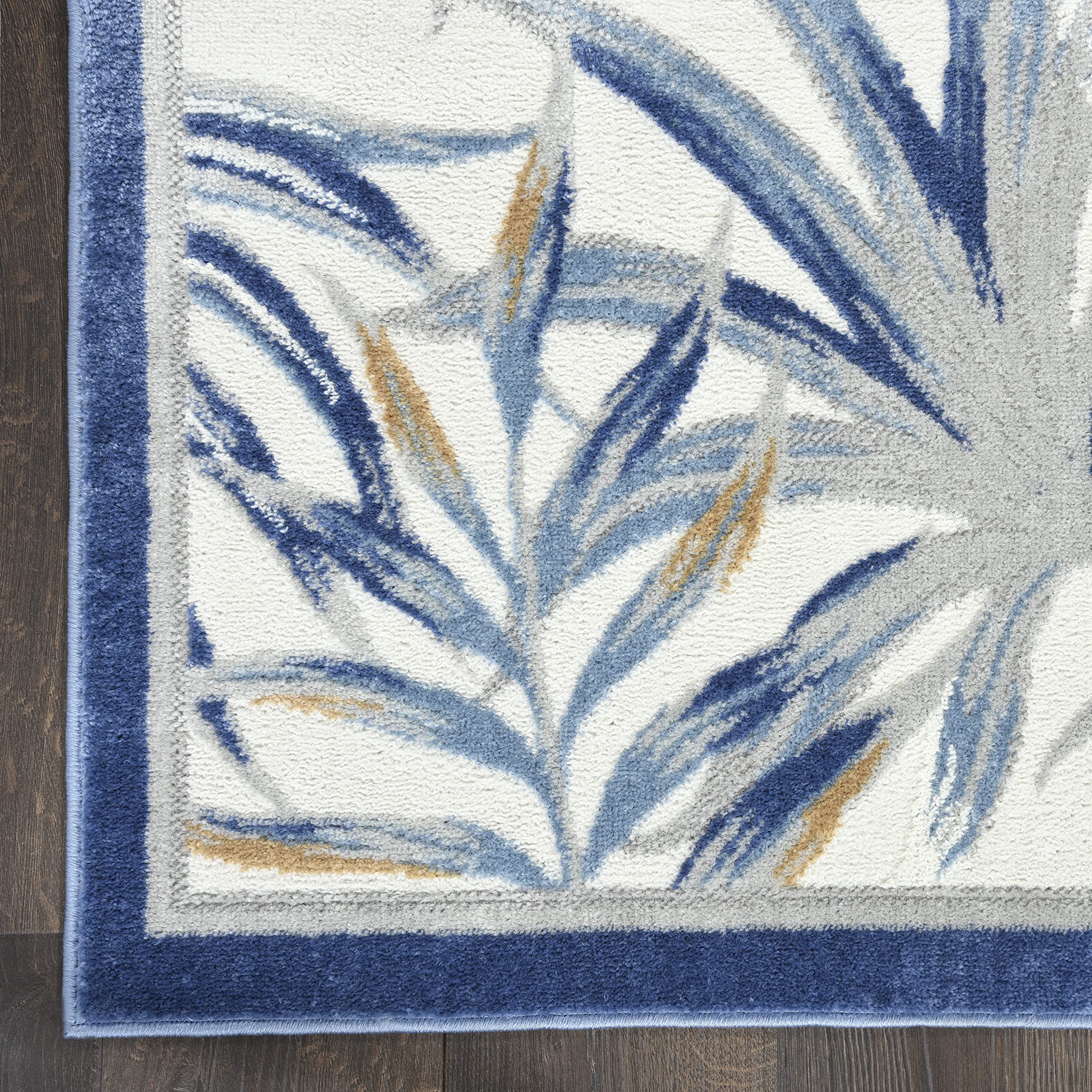 Nourison Seaside Modern Tropical Ivory Blue 5'3