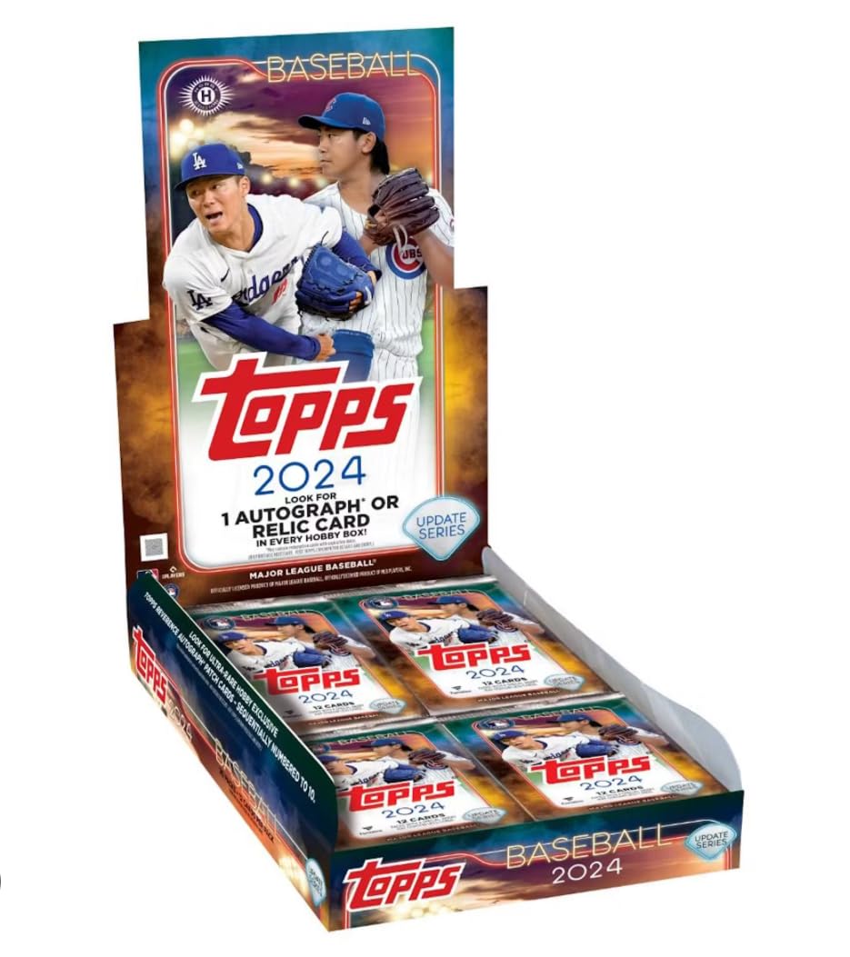 2024 Topps Update Baseball Sealed Hobby Box - 1 Autograph or Relic Guaranteed per Box | MLB Trading Cards Collection | Perfect for Sports Memorabilia Collectors & Fantasy Baseball Fans