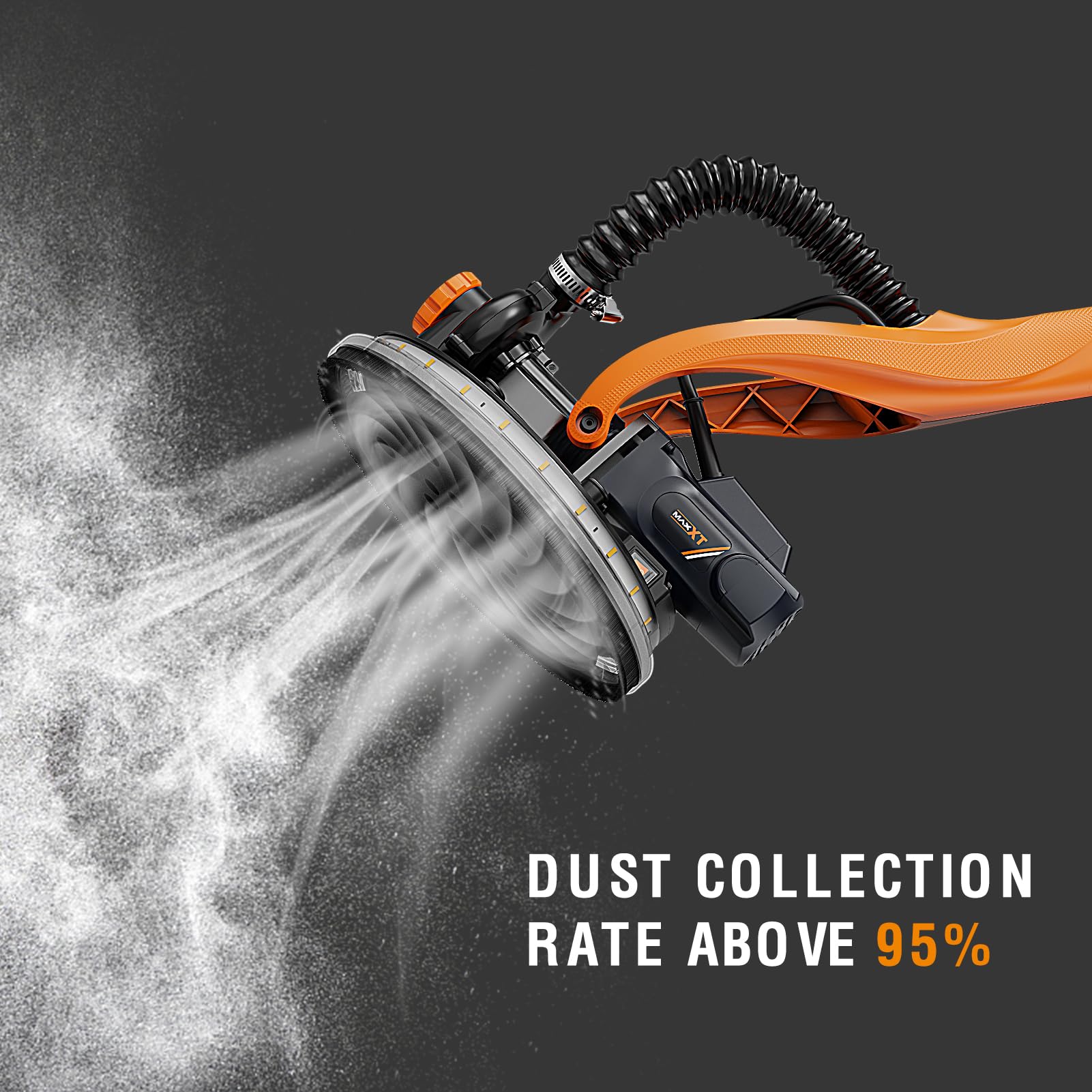 MAXXT Electric Drywall Sander with Vacuum Dust Collection - 6-Speed Adjustable (600-1900RPM) Wall Sander for Popcorn Ceiling Removal, Includes LED Light & 18 Sanding Discs - Perfect for Home Renovation, Drywall Repair and DIY Projects