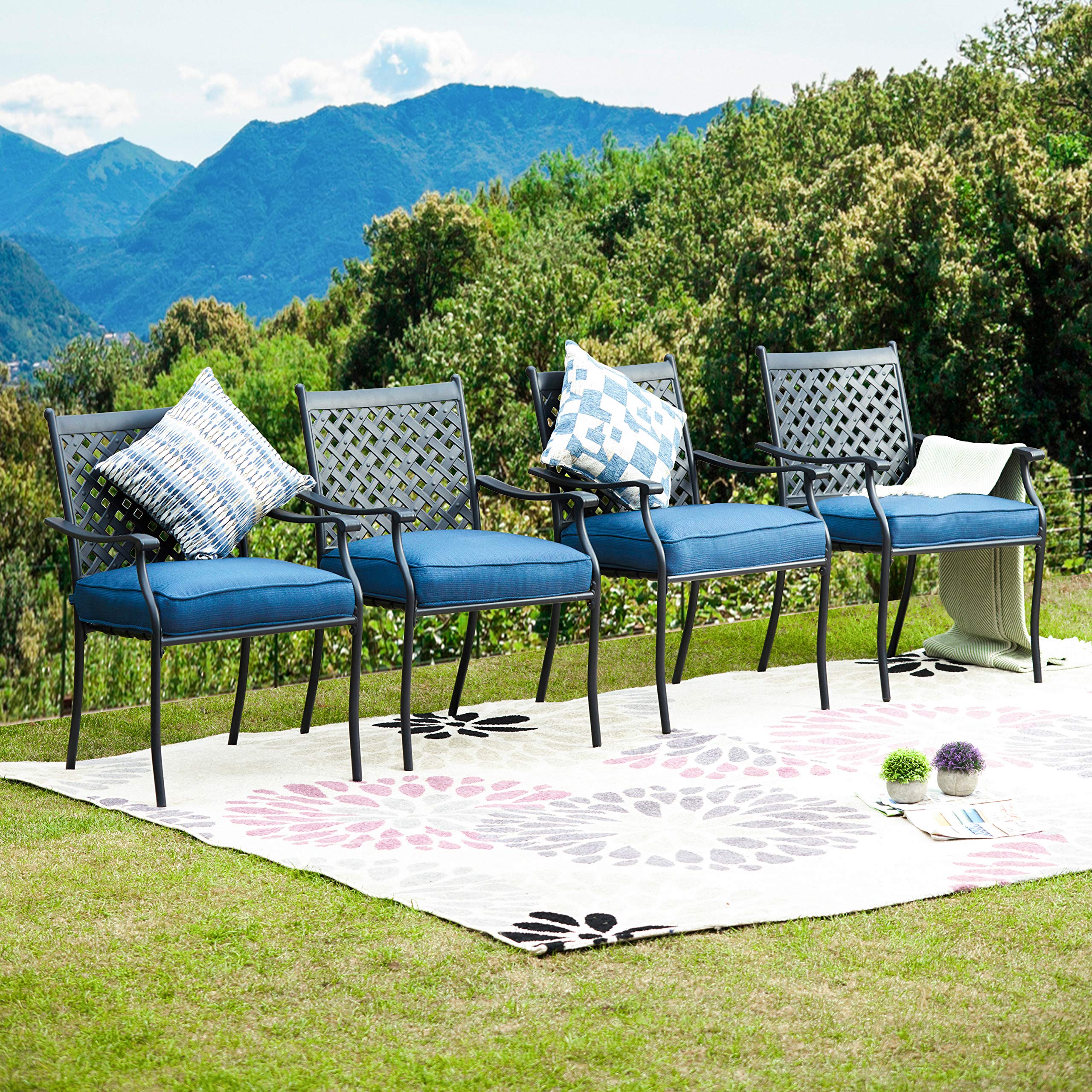 **PatioFestival 4-Piece Outdoor Dining Chairs Set - Steel Frame with 3.1