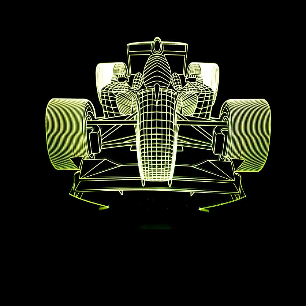 HIOJDWA 3D Night Light - F1 Racing Car Touch Lamp with Color Changing LED, 3D Desk Lamp for Bedroom, Kids Room, Living Room Decor | Perfect for Night Lights, Gift Ideas, and Home Office Lighting