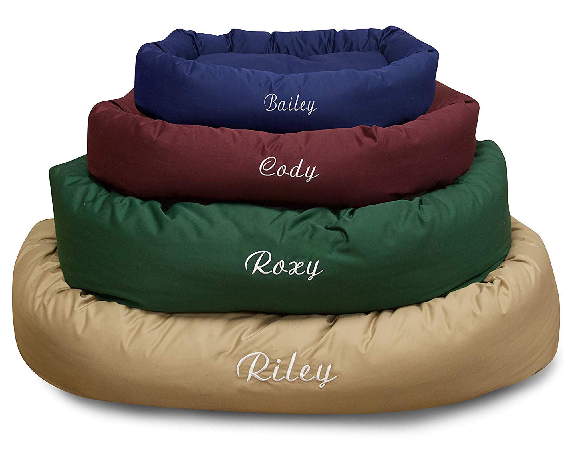 Majestic Pet 32 Inch Personalized Washable Calming Dog Bed - Cozy Soft Round Orthopedic Pet Bed with Spine Support for Small to Medium Dogs - Fluffy Donut Design 32x23x7 Inches (Blue) - Perfect for Anxiety Relief & Comfortable Napping in Living Room or Bedroom