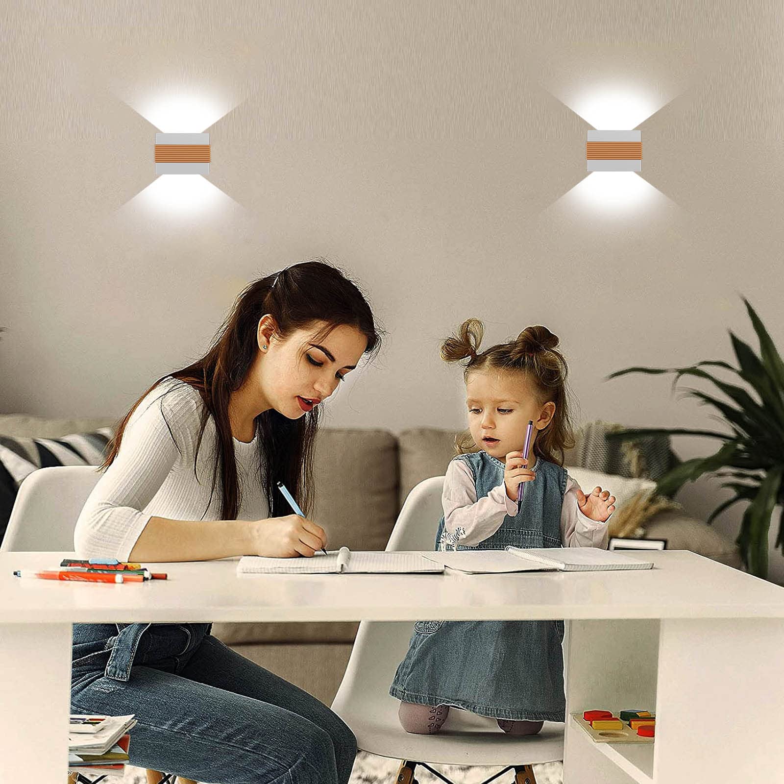 Kawell Modern LED Wall Sconces - 10W Up Down Wall Light Fixture for Indoor & Outdoor Use - Bedroom, Living Room, Stairs, Porch Lighting - Energy Efficient Cold White LED Wall Lamp for Hallway & Home Decor