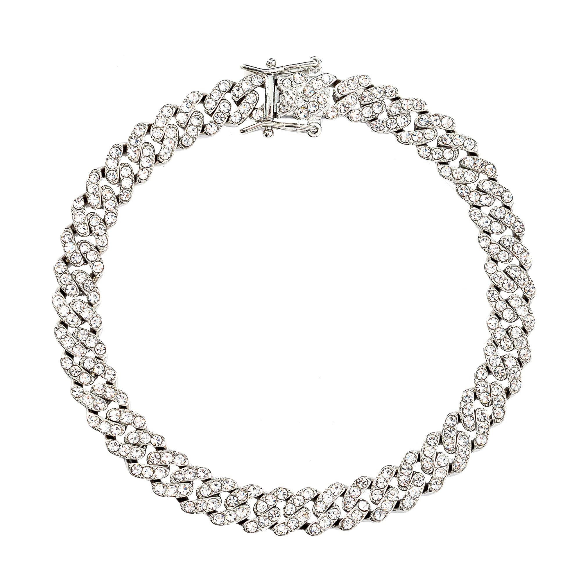 18K Gold & White Gold Plated Cuban Link Anklet Bracelet for Women & Men - Hip-Hop Iced Out Rhinestone Chain Ankle Bracelet (9