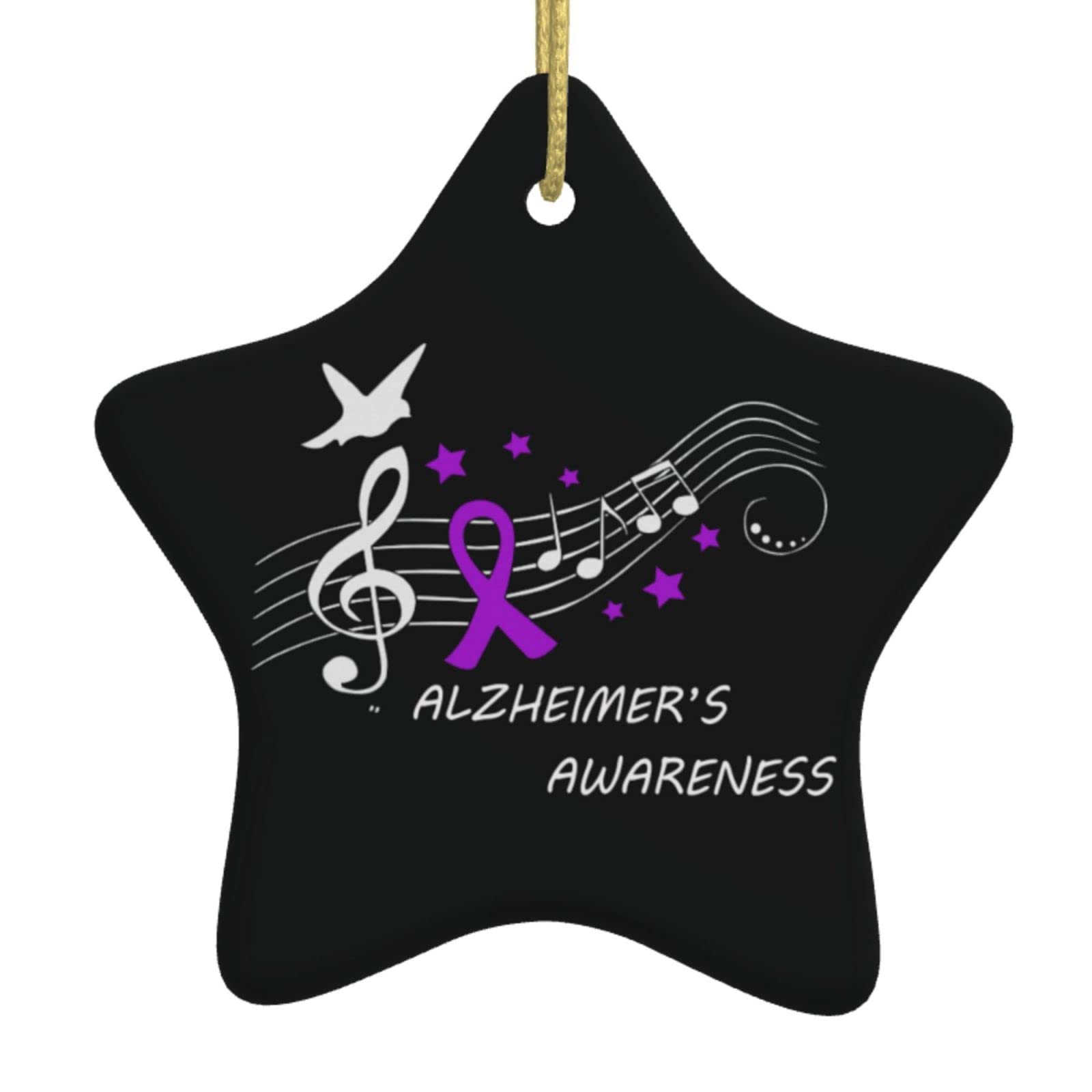 Alzheimer's Awareness Christmas Ornament - Ceramic Pendant for Tree, Windows, Office & Home Decor - Perfect Gift for Holiday & Awareness Campaigns