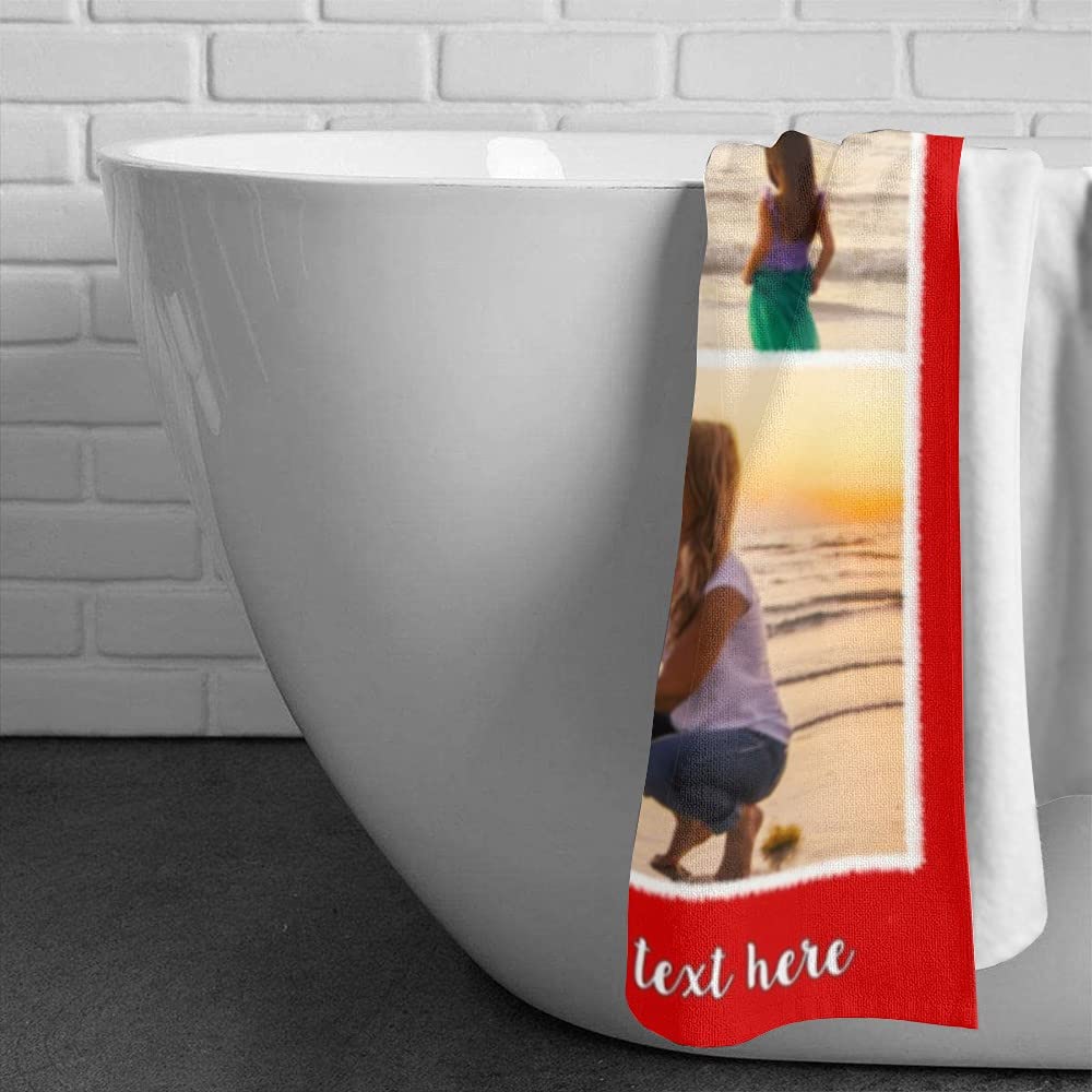 Custom Photo Beach Towel for Women - Personalized Bath Towel with Text & Picture - 30x60 Inch Large Towel - Perfect for Pool, Beach, Vacation & Gifts