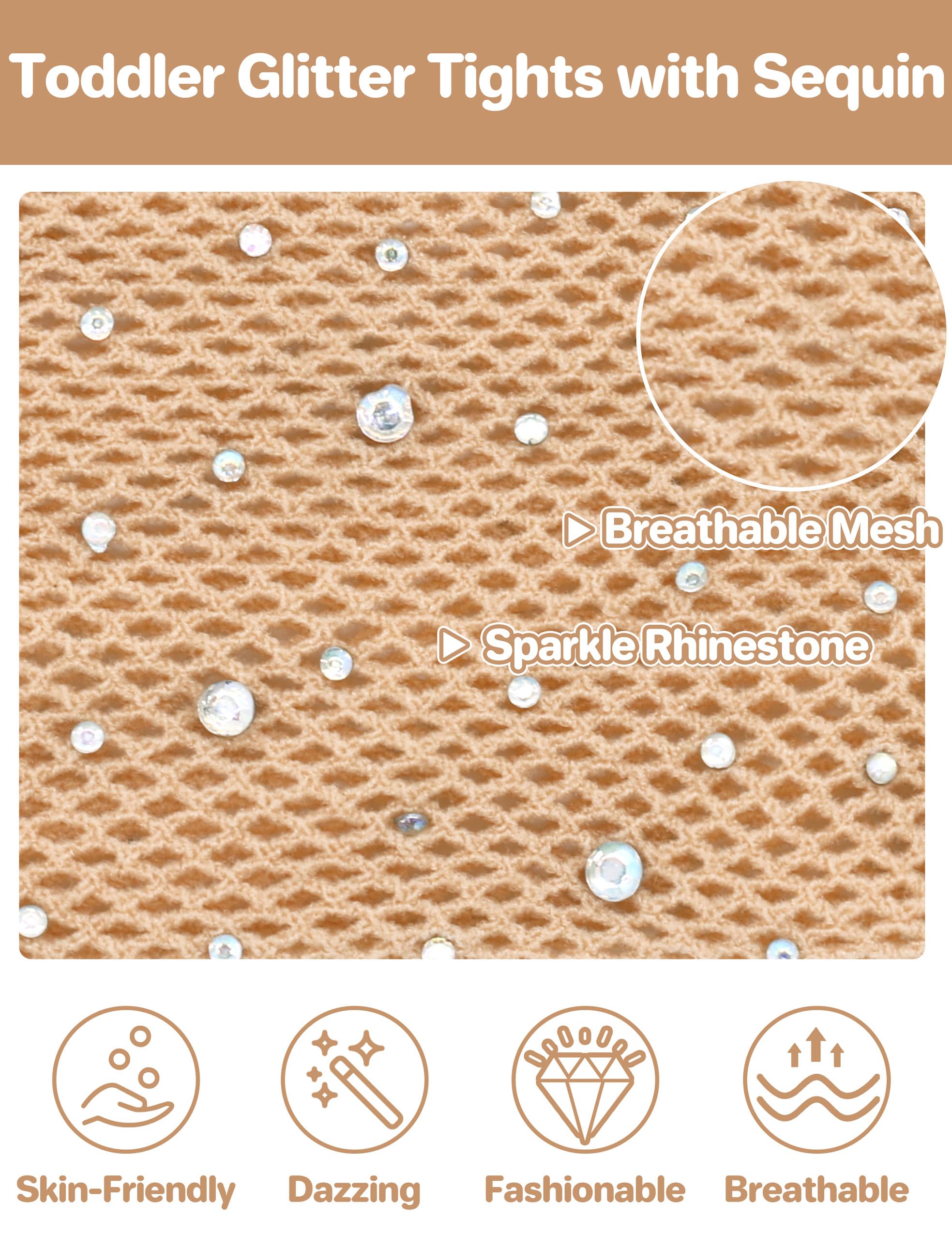 QikQik Girls Fishnet Tights - Kids Sparkly Stockings & Toddler Glitter Tights for Halloween Costumes, Rhinestone Party Wear - Perfect for Dress Up, Dance Performances & Holiday Celebrations