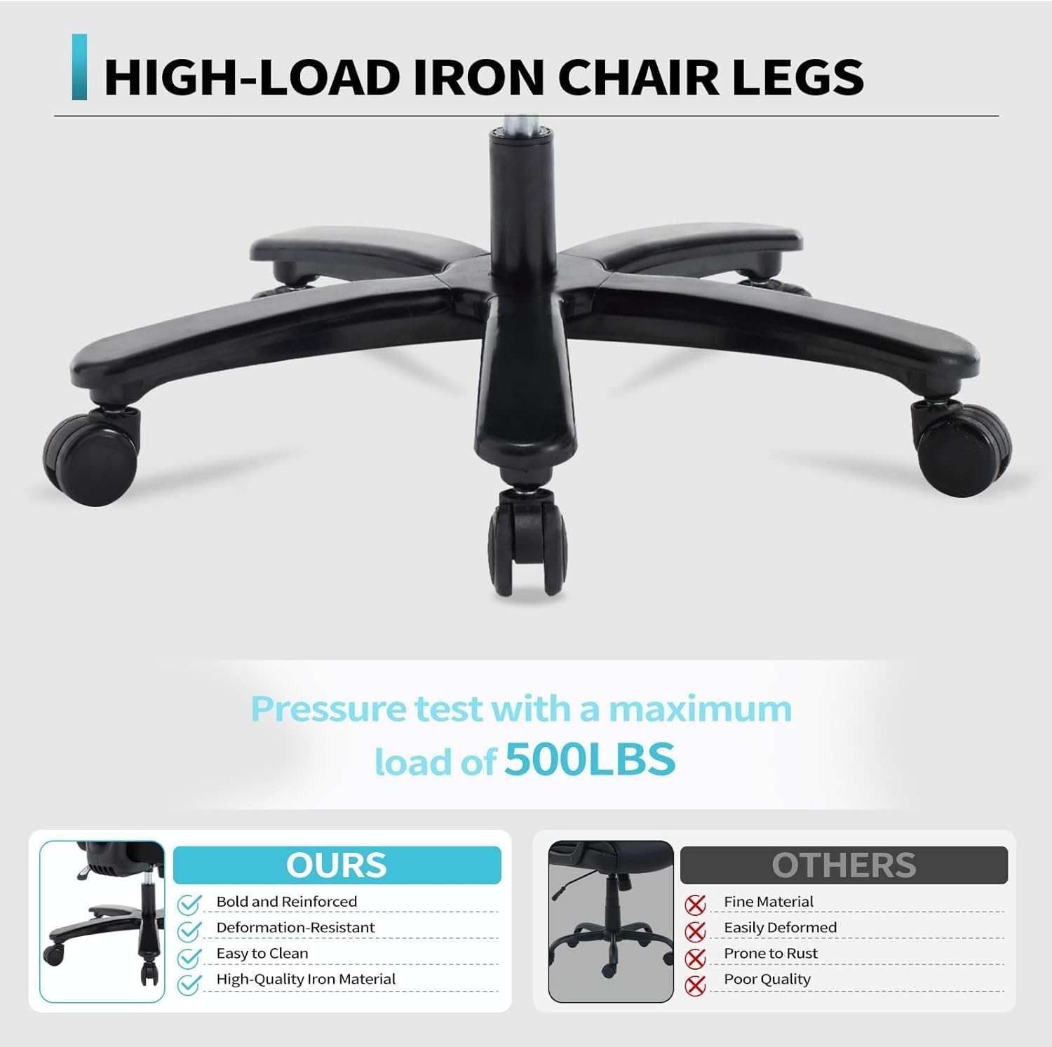 Premium Ergonomic Office Chair - High Back Mesh Desk Chair for Big & Tall up to 500lbs | Heavy Duty Metal Base | Adjustable Lumbar Support & 2D Headrest | Perfect for Home Office, Gaming & Long Work Sessions