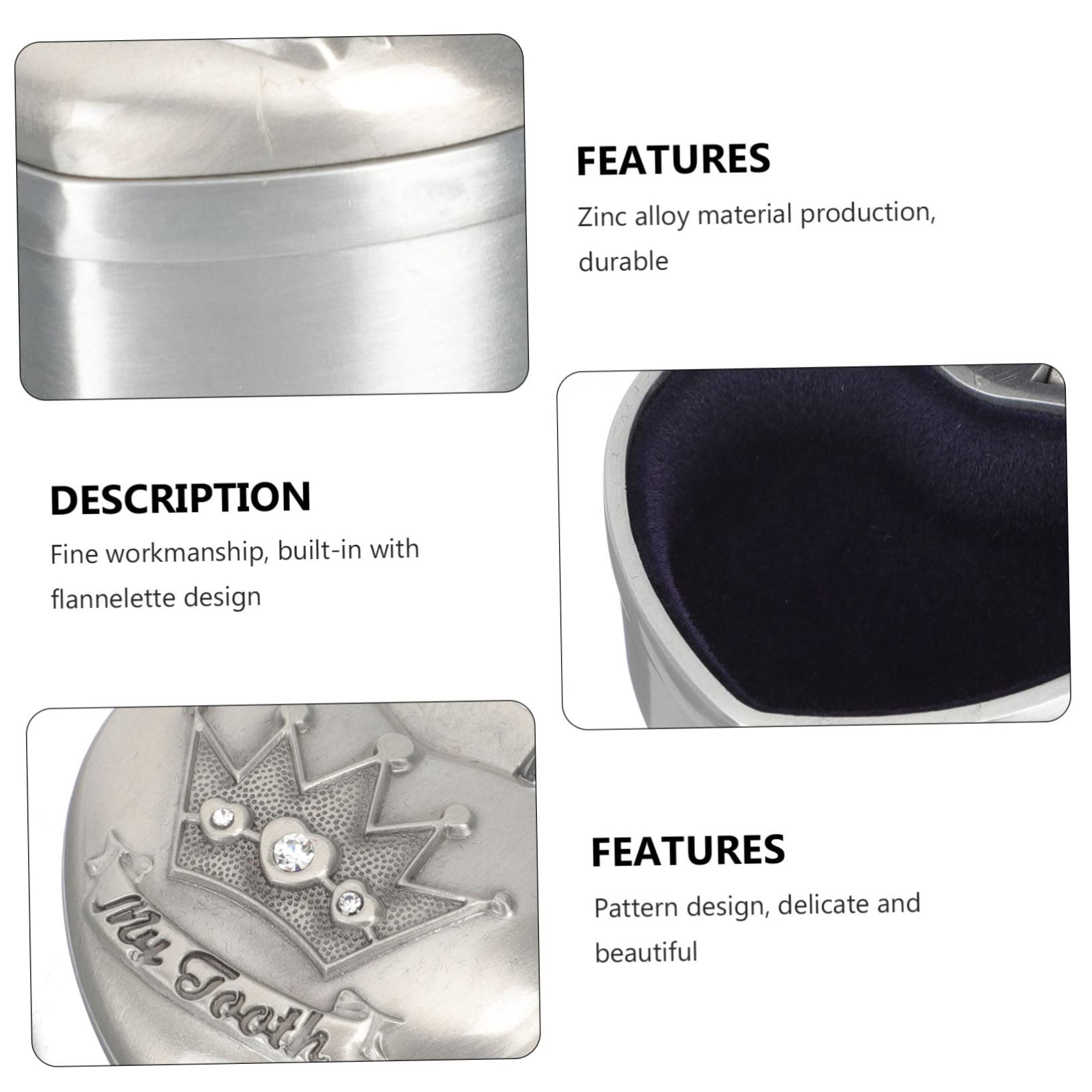 Premium 2-Pack Zinc Alloy Crown Storage Box - Elegant Carved Tooth Case for Dentures, Dental Crowns & Jewelry | Perfect for Travel, Home Organization & Dental Professionals
