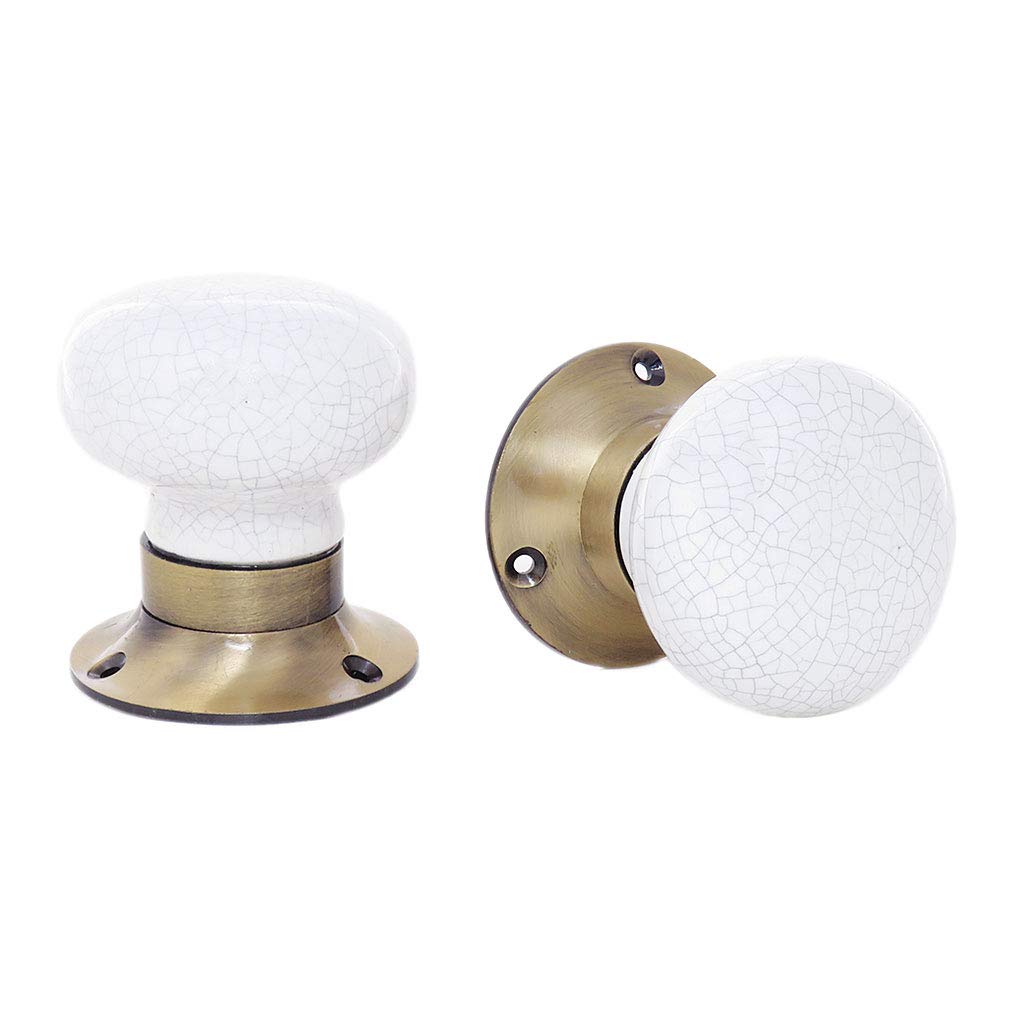 EYES OF INDIA - Set of 2 Handmade Bohemian Ceramic Door Knobs & Drawer Pulls, Shabby Chic Decorative Hardware in Off-White - Perfect for Boho Dressers, Cabinets & Vintage Furniture Makeovers