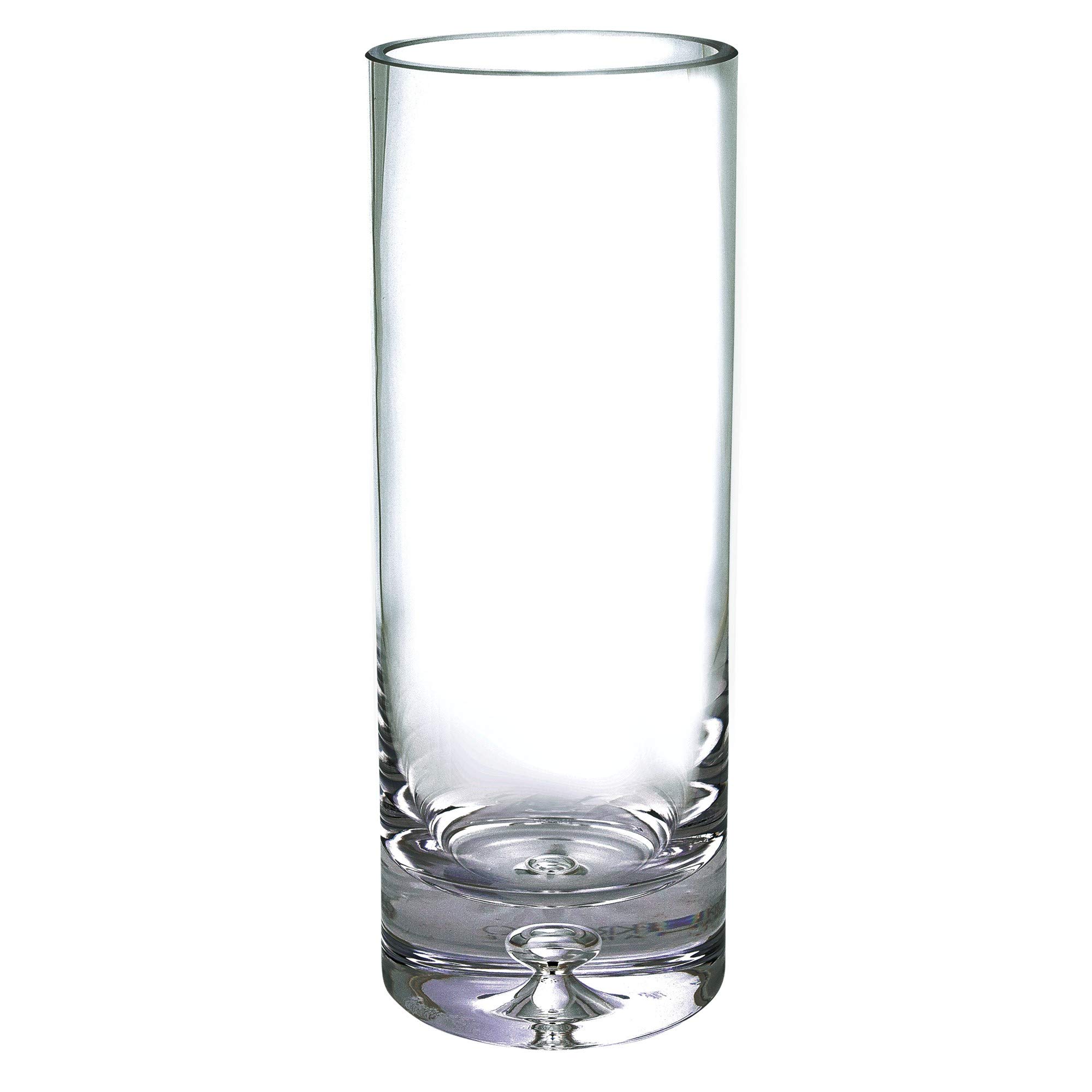 HomeRoots 10.5 Inch Hand Blown Crystal Cylinder Vase - European Made Glass Vase for Wedding Centerpieces, Home Decor & Flower Arrangements