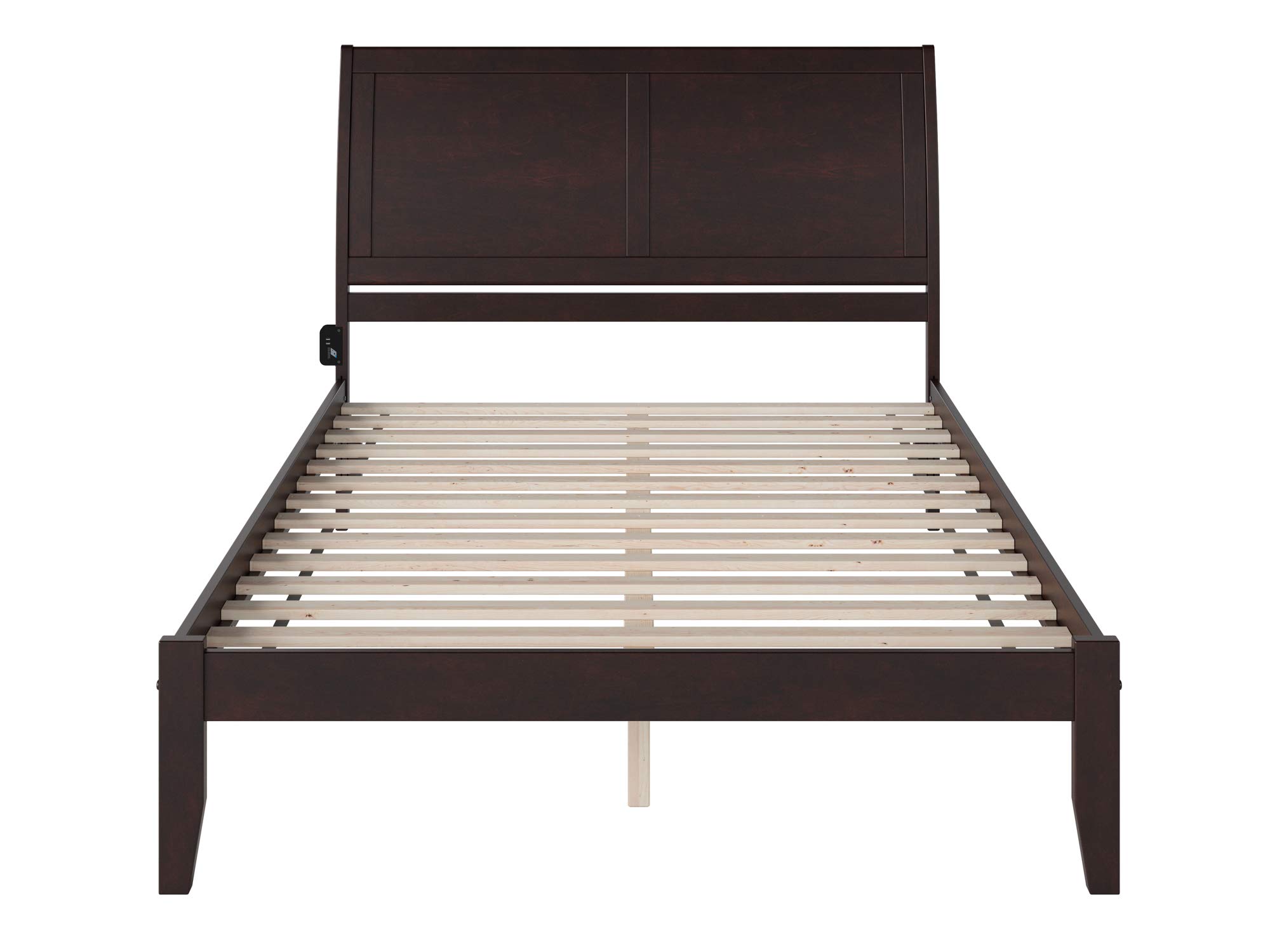 AFI Portland Queen Size Platform Bed Frame with USB Charging Ports - Modern Espresso Wooden Bed for Bedroom, Guest Room & Dorm - Easy Assembly & Sturdy Support