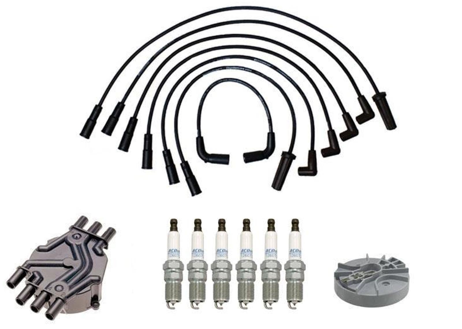 High Performance Spark Plug Wires & Ignition Kit - Compatible with Chevrolet GMC S10 T10 Pickup 4.3L (1998-2005) - Includes Distributor Cap & Rotor - Perfect for Engine Tune-Ups & Maintenance