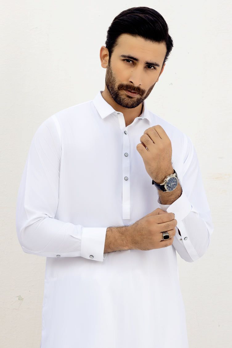 Blended Off White Kameez Shalwar by J. Junaid Jamshed | Premium Pakistani Traditional Outfit for Men | Perfect for Eid, Weddings & Special Occasions