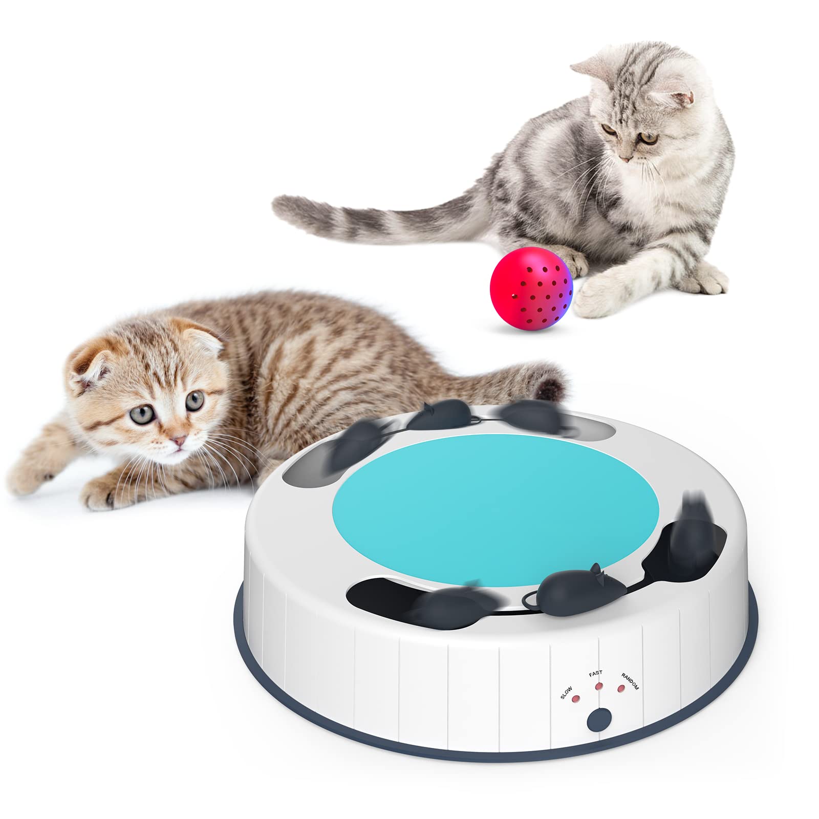 **Interactive Electronic Cat Toys with Automatic Mice & Scratching Pad - Glowing Catnip Ball with Bell for Indoor Cats - Fun Playtime & Exercise for Kittens**    *(Use Cases: Perfect for keeping indoor cats entertained, promoting exercise, and reducing boredom with interactive play.)*