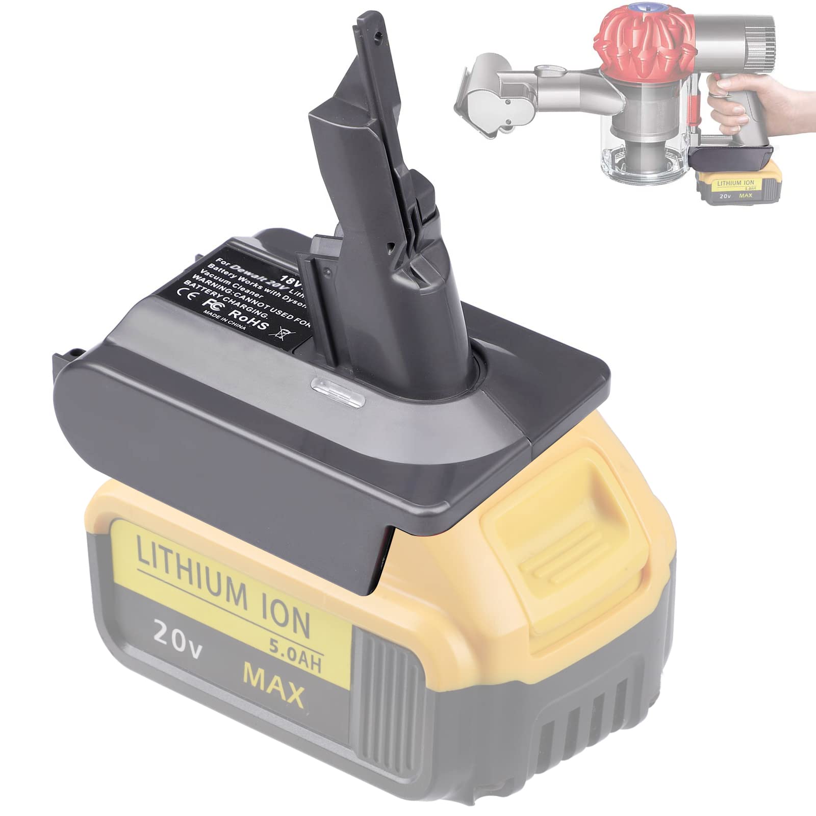 Dyson V7 Battery Adapter for Dewalt 20V Battery - Convert to Dyson SV11 V7 Animal Cordless Stick Vacuum Cleaner - Handheld Vacuum Converter (DW20V7 Adapter Only) - Perfect for Home Cleaning & DIY Projects