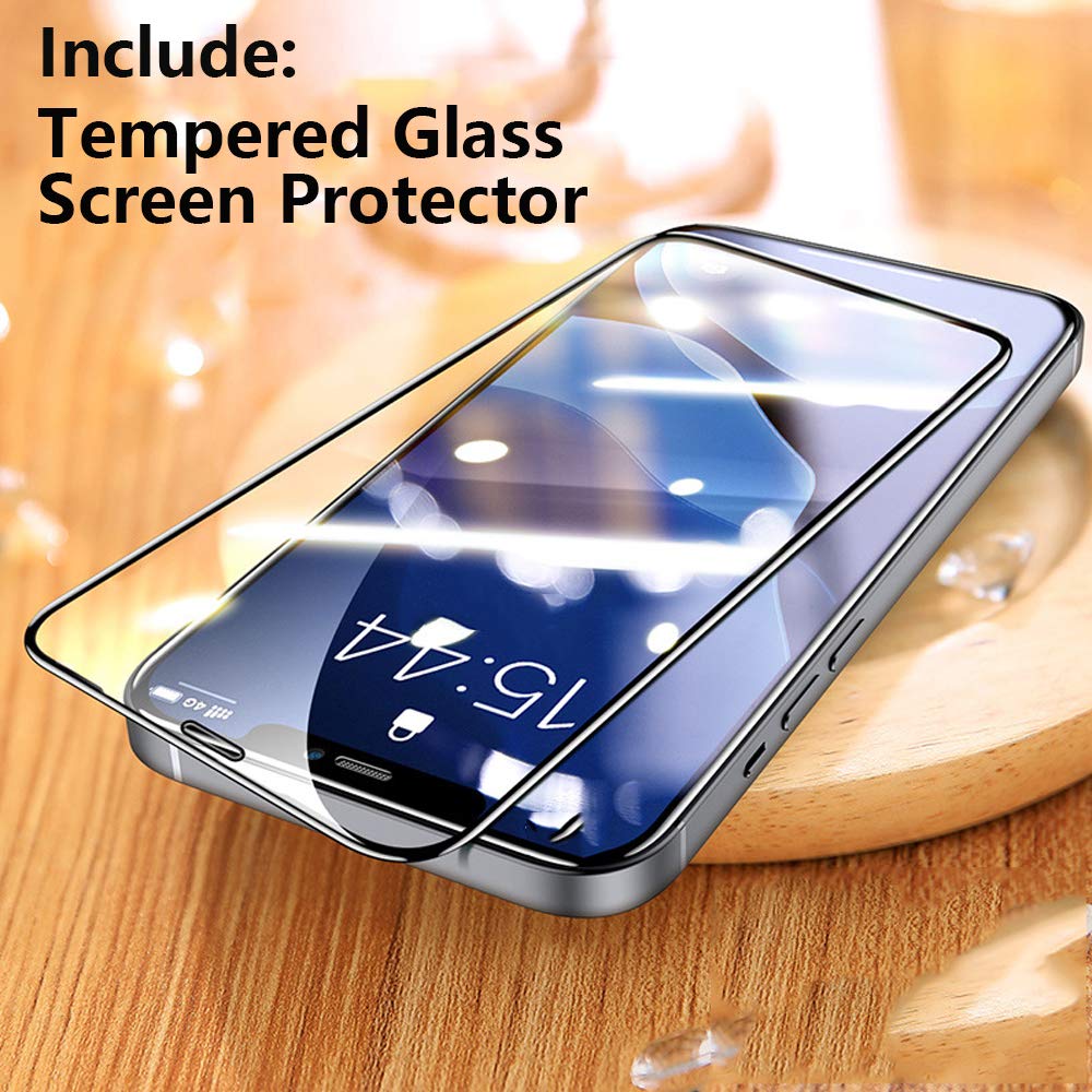 iPhone 12 Pro Max Case with Screen Protector - Clear Glitter TPU Electroplated Cover, Cute Butterfly Design for Women & Girls | Trendy Slim Protective Phone Case for Everyday Use & Gift Giving