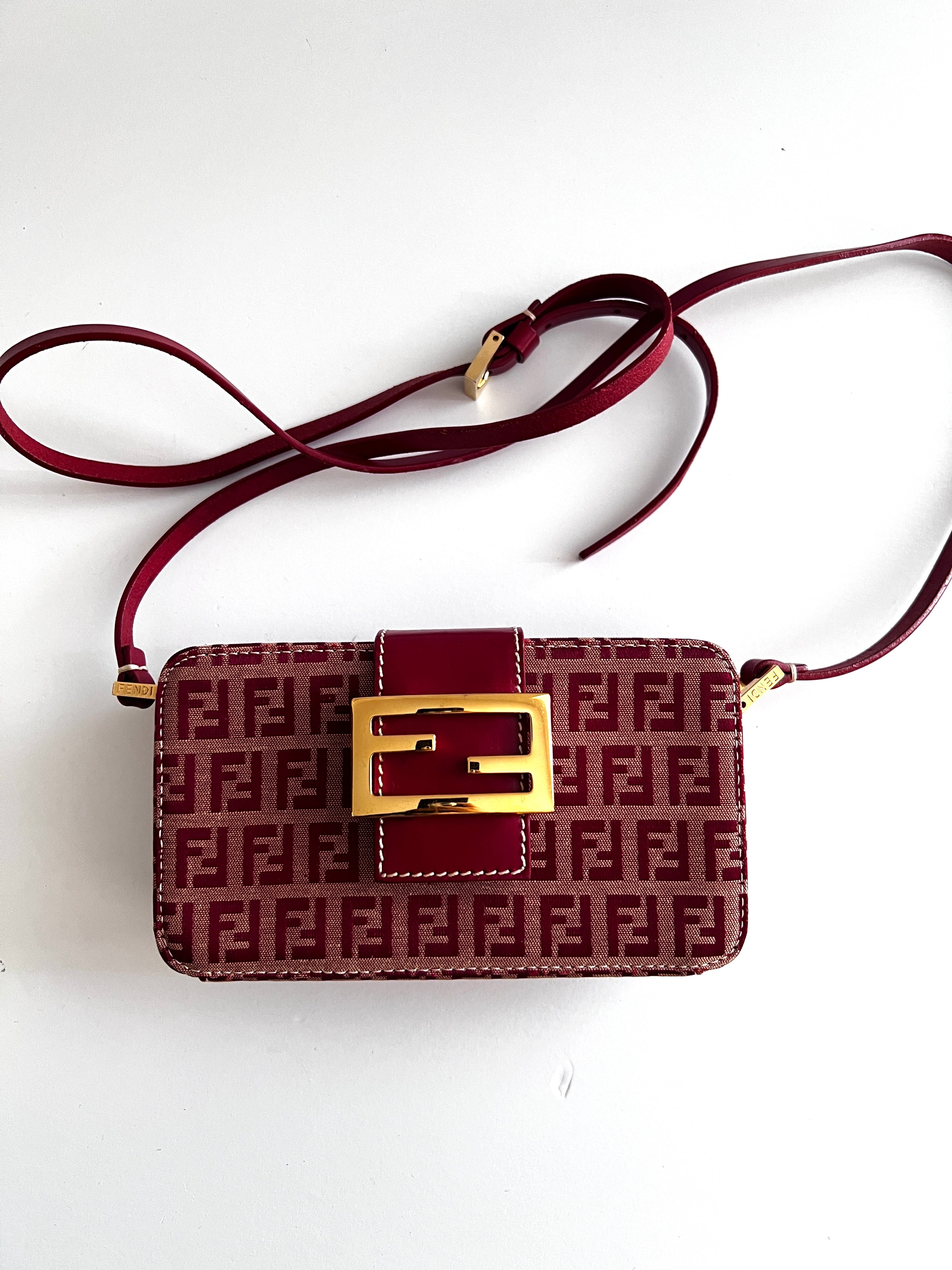 Vintage Fendi Zucchino Red Box Crossbody Bag - Authentic Pre-Owned Luxury Handbag for Women | Perfect for Date Night, Parties & Everyday Use