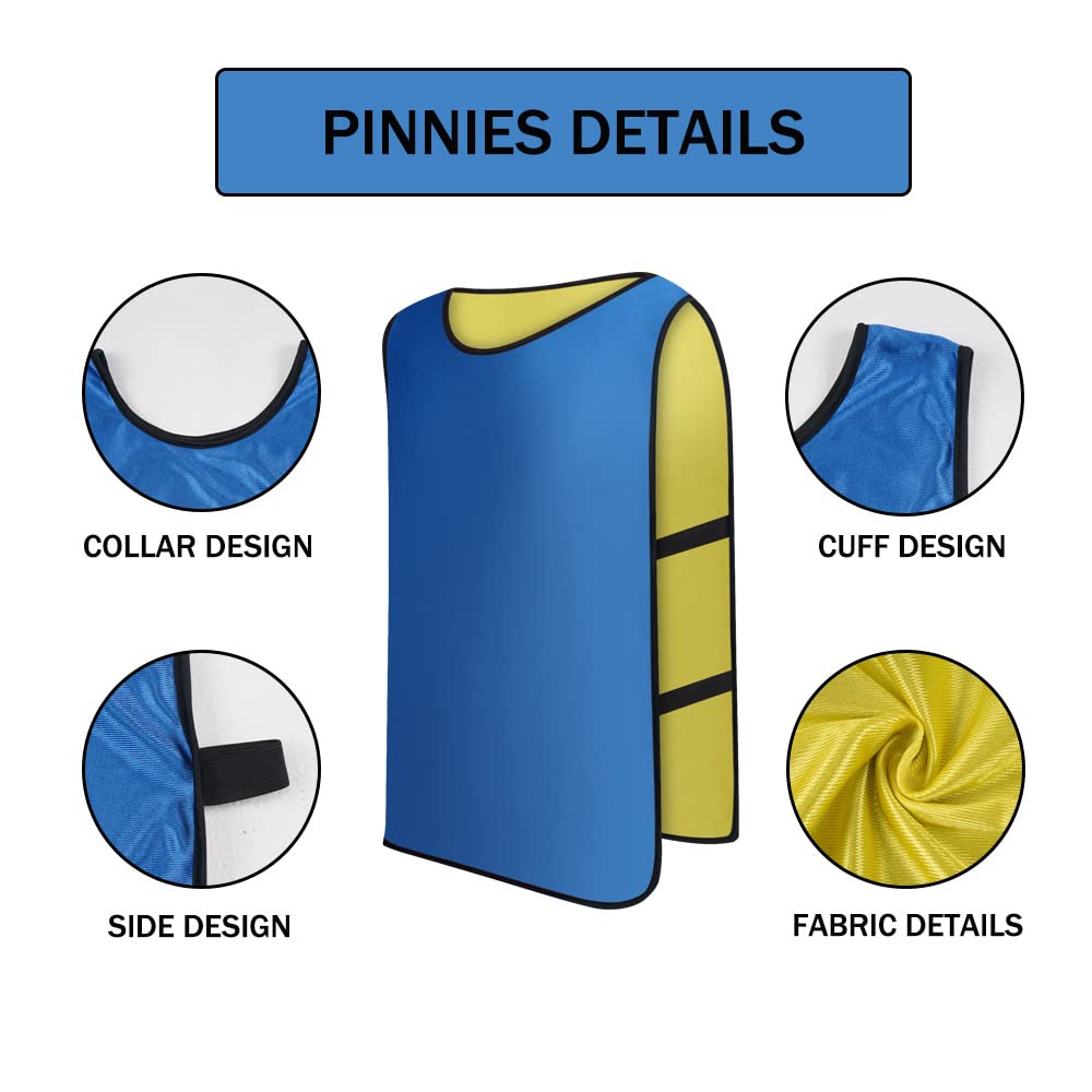 12 Pack Reversible Numbered Pinnies - Double Sided Scrimmage Vests for Kids & Adults - Team Practice Jerseys for Soccer, Basketball & Sports Training