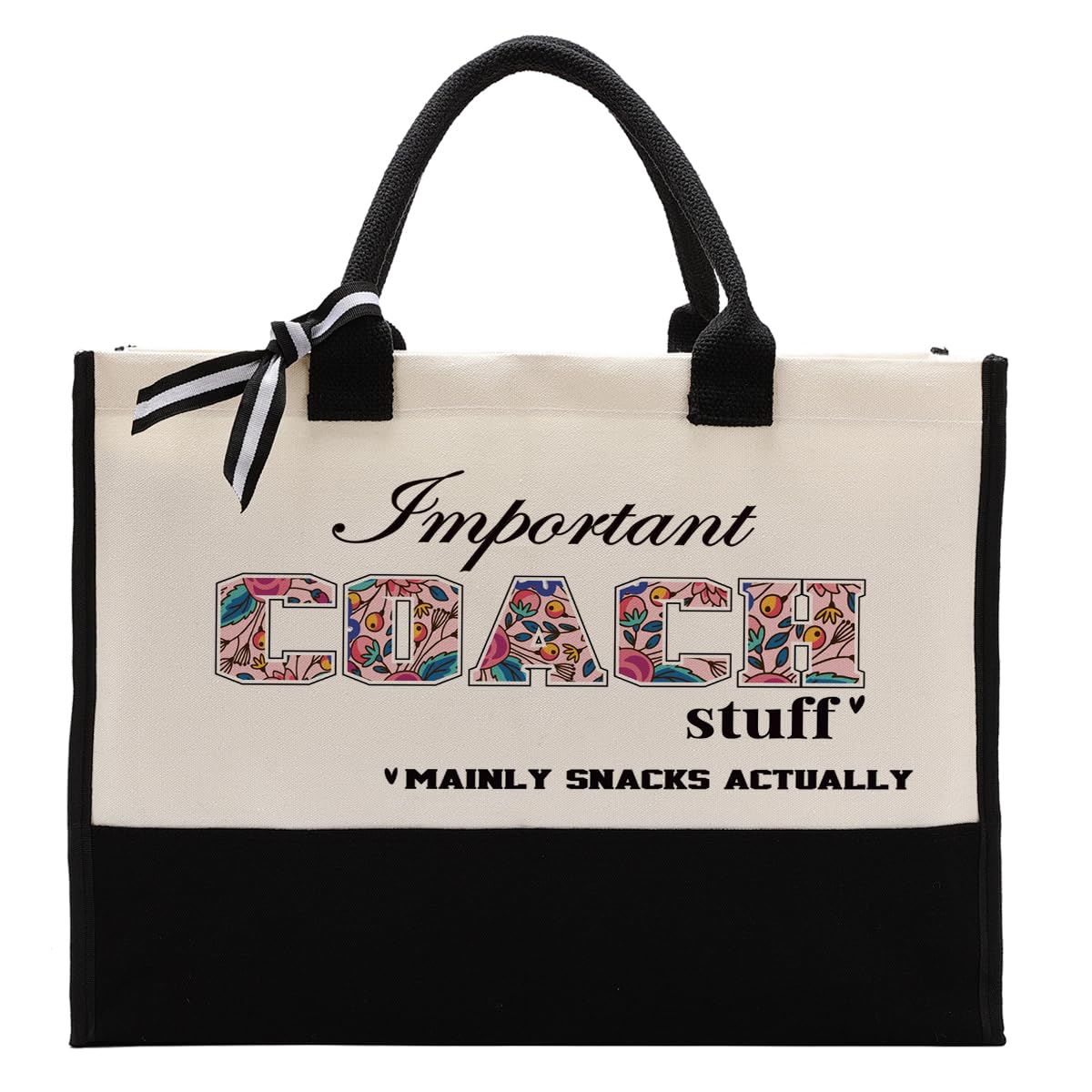 Coach Canvas Tote Bag - Durable Cotton Shoulder Bag for Women | Perfect Gift for Teachers, Beach & Shopping | Stylish Utility Handbag for Work, Travel & Daily Use
