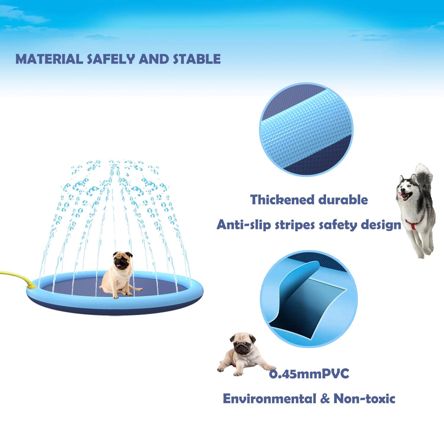 Non-Slip Splash Pad for Dogs & Kids - Durable Outdoor Water Play Mat for Pets