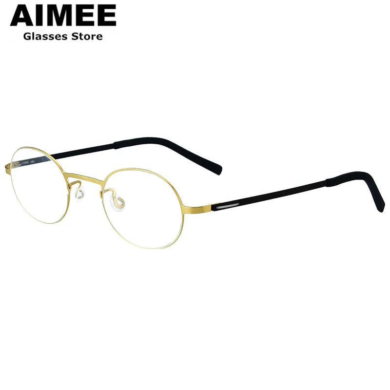 Aimee Women's Full Rim Oval Round Screwless Titanium Eyeglasses Frame - Lightweight & Durable for Work, Reading & Fashion