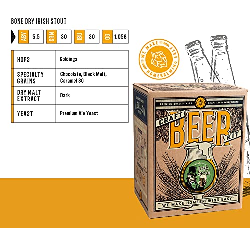 Craft A Brew - Irish Stout Beer Making Kit - Complete Home Brewing Starter Kit with Equipment & Supplies - Make 1 Gallon of Craft Beer - Perfect for Beginners, Gifts & St. Patrick's Day Celebrations