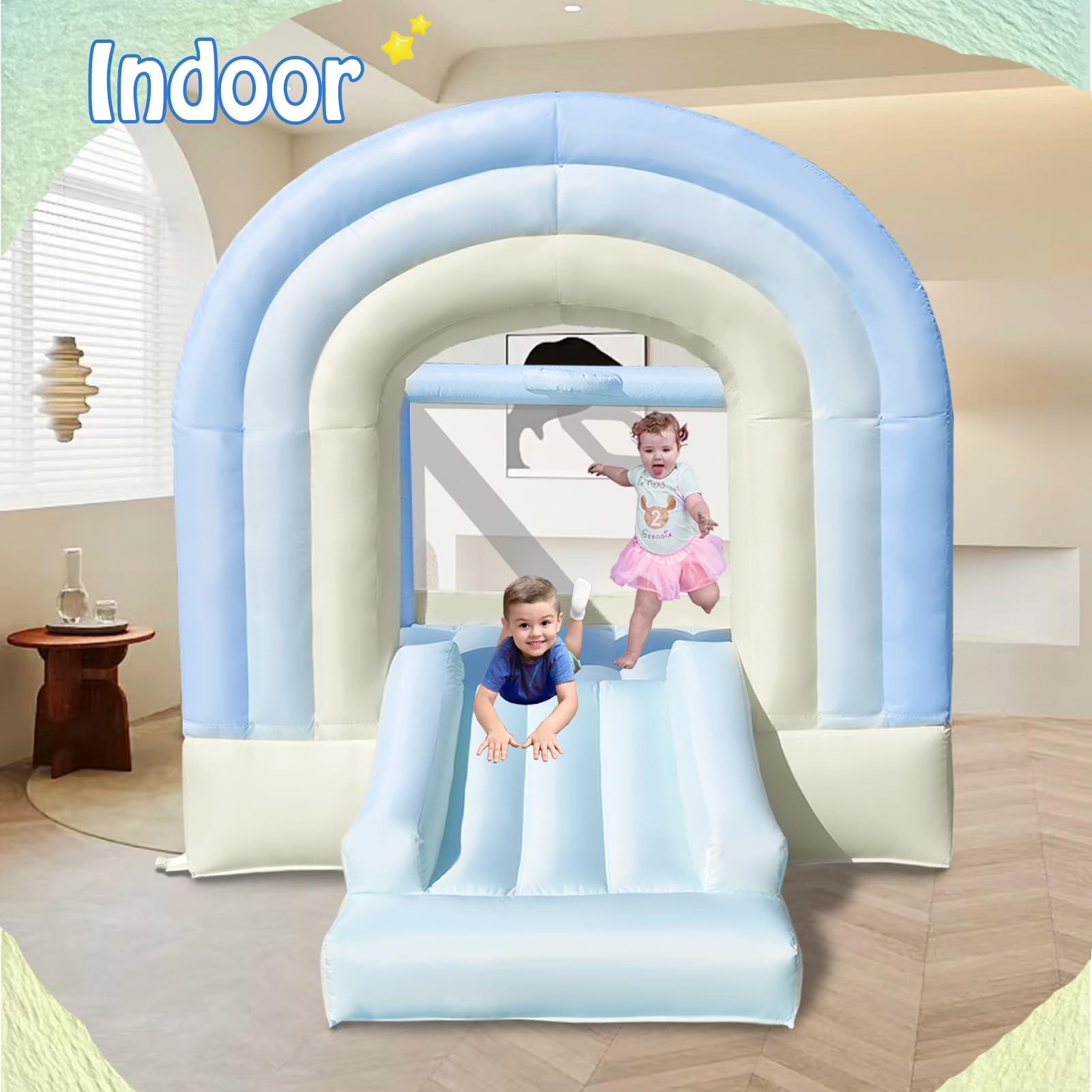 **Dream Castle Bounce House for Kids - 8ft x 6ft Inflatable Bouncy House with Slide & Blower - Indoor/Outdoor Toddler Playhouse - Perfect for Birthday Parties, Backyard Fun & Playdates**