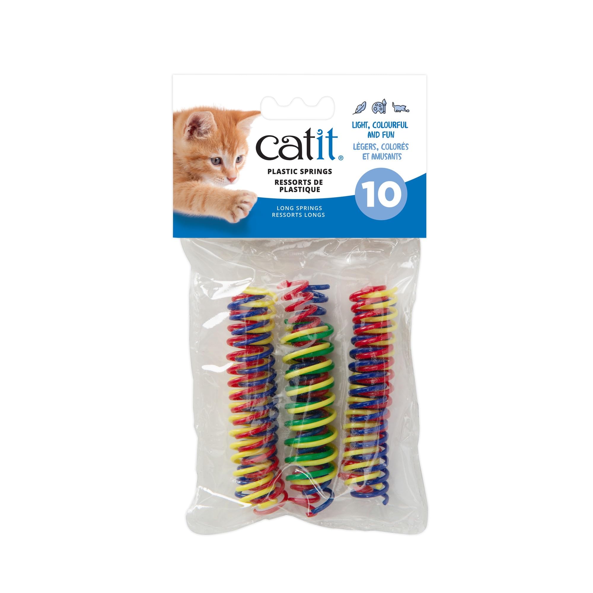 Catit Cat Toys Playground Plastic Springs - 10 Pack Multi-Colored Interactive Cat Toys for Indoor Cats, Fun Spring Toys for Kittens & Adult Cats - Perfect for Playtime, Exercise & Mental Stimulation