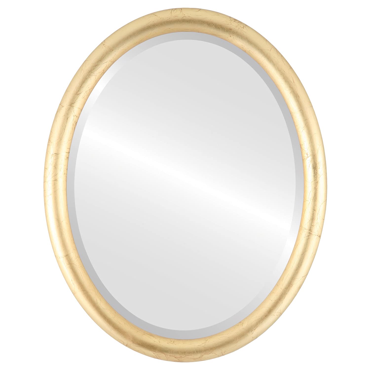 Ovalcrest 20x26 Inch Oval Wooden Beveled Wall Mirror with Gold Leaf Frame - Elegant Home Decor for Bathroom, Vanity, Bedroom, Living Room & Hallway - Perfect for Makeup, Dressing & Interior Design