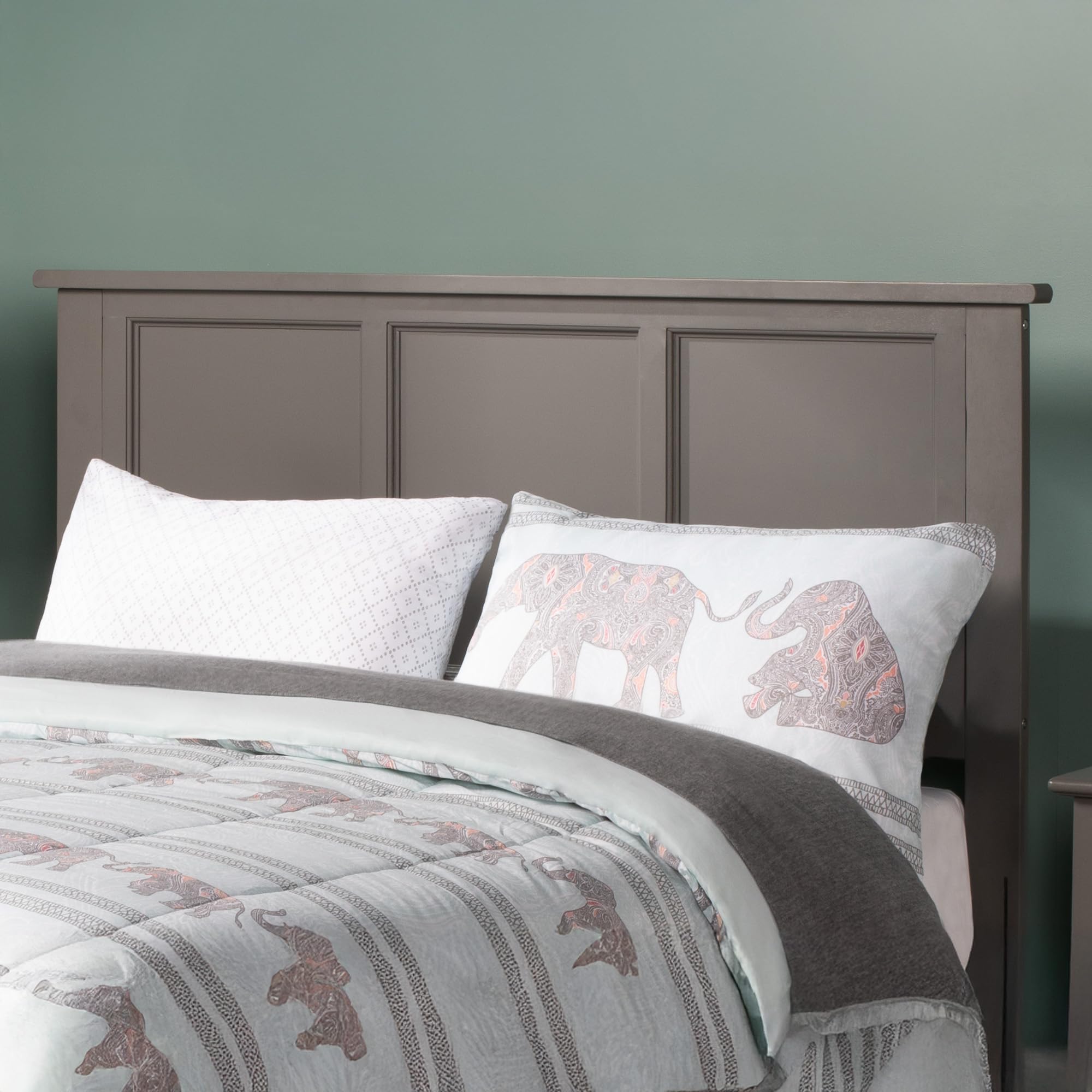 AFI Madison Solid Wood Panel Headboard with USB Charging Port - Grey - Queen/King Size Bed Frame Headboard for Bedroom, Guest Room, or Master Suite