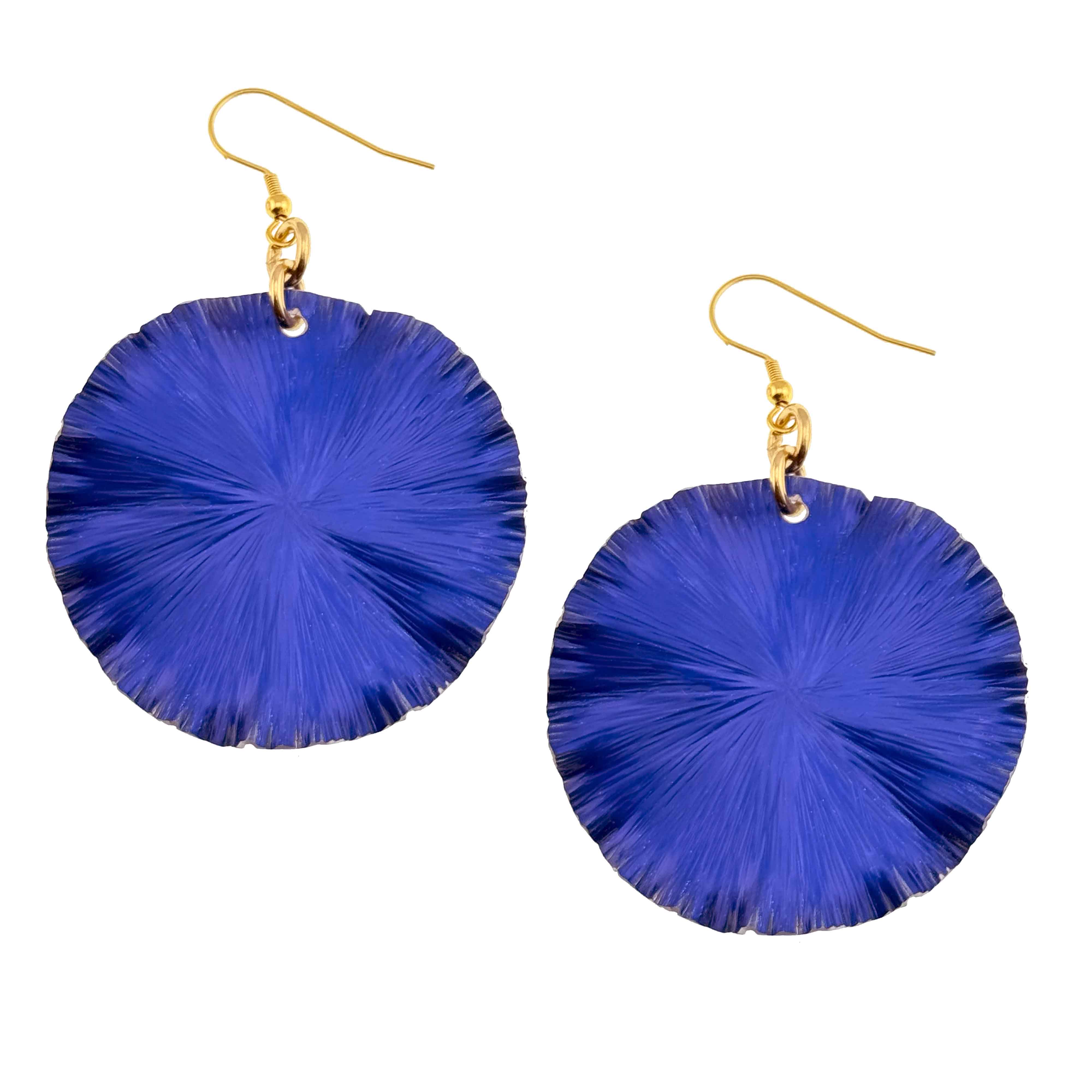 Cobalt Blue Anodized Aluminum Lily Pad Leaf Earrings for Women – Boho Chic Statement Jewelry for Parties, Weddings & Everyday Wear