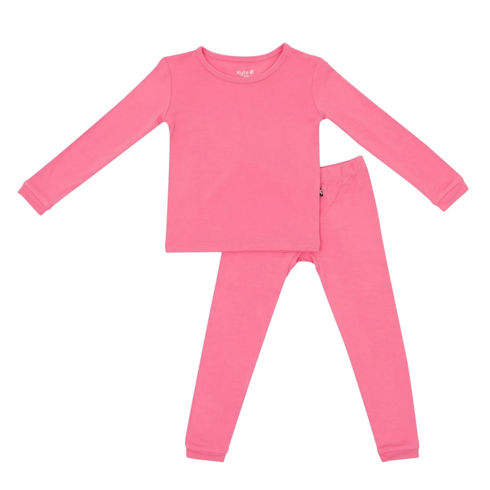 Kyte Baby Organic Cotton Long Sleeve Pajamas for Infants & Toddlers - Soft Guava Pink Sleepwear for Boys & Girls - Perfect for Nursery, Bedtime & Lounging