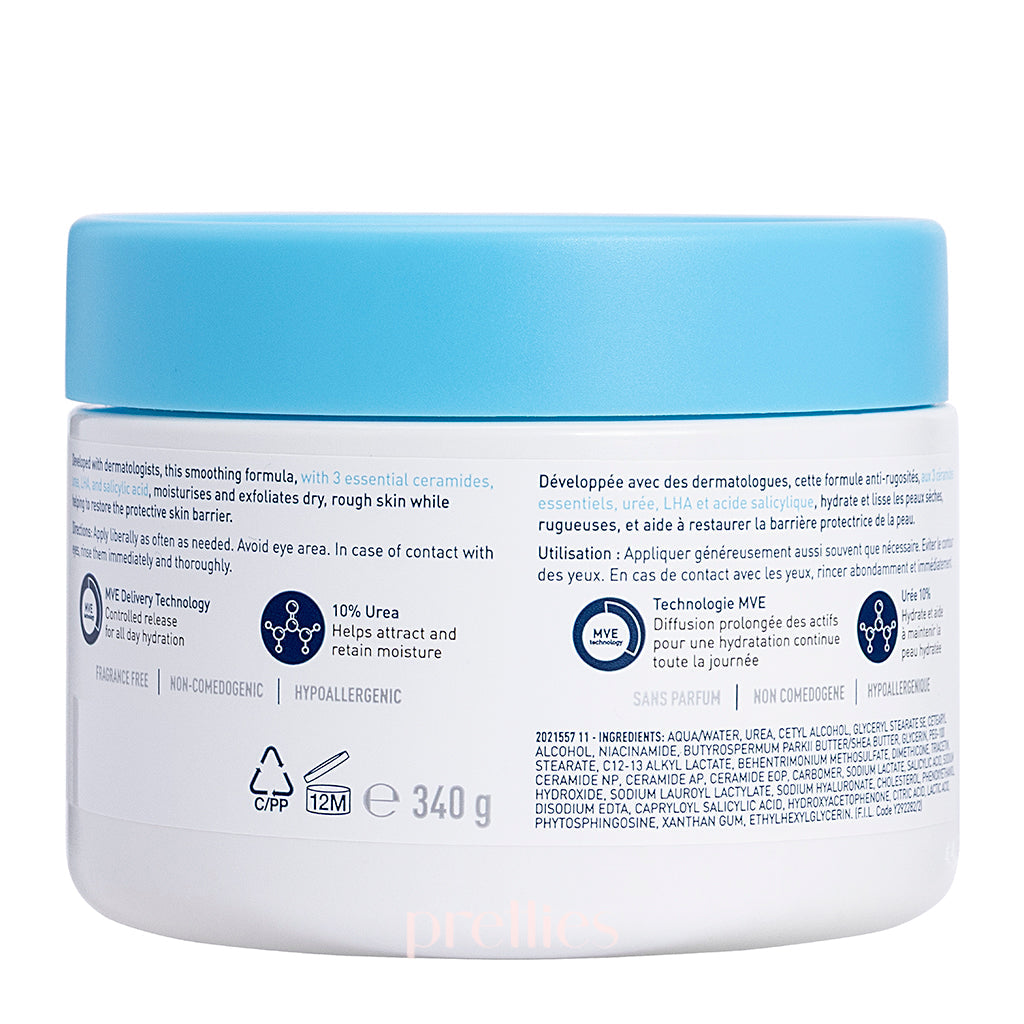 CeraVe SA Smoothing Cream 340g | Exfoliating & Moisturizing Body Lotion with Salicylic Acid | For Dry, Rough & Bumpy Skin | Perfect for Daily Skincare & Keratosis Pilaris Treatment
